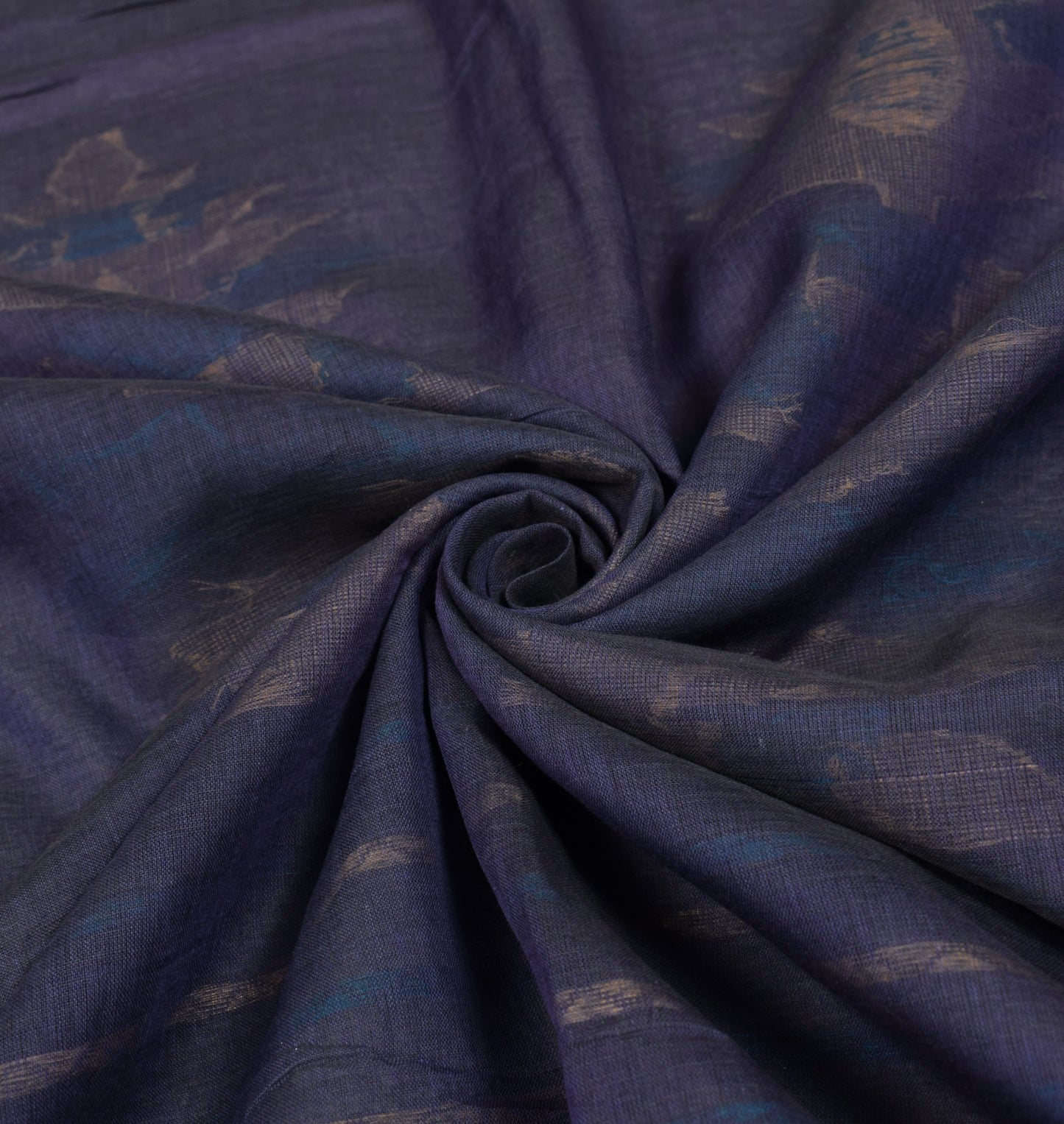 Sushila Vintage Bengal Handloom Jamdani Saree Pure Cotton Blue Sari Craft Fabric