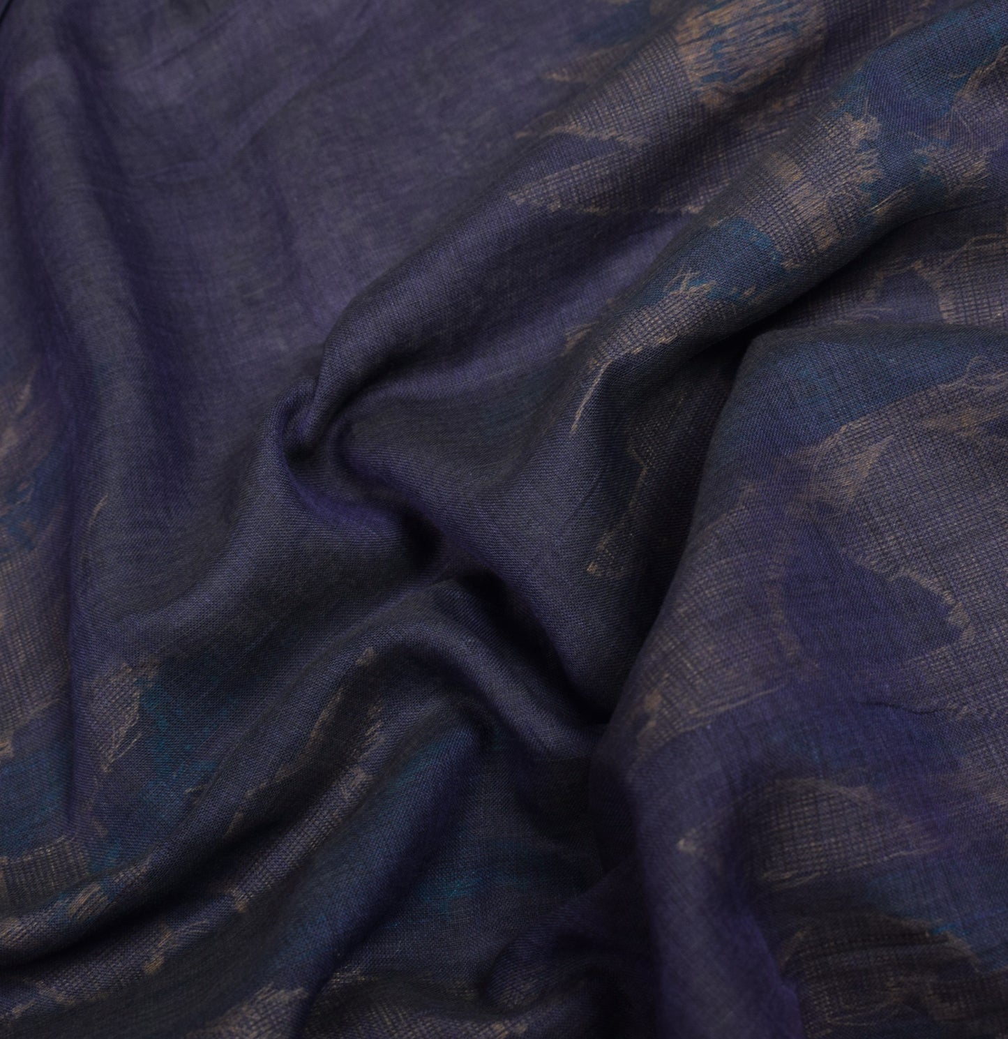 Sushila Vintage Bengal Handloom Jamdani Saree Pure Cotton Blue Sari Craft Fabric