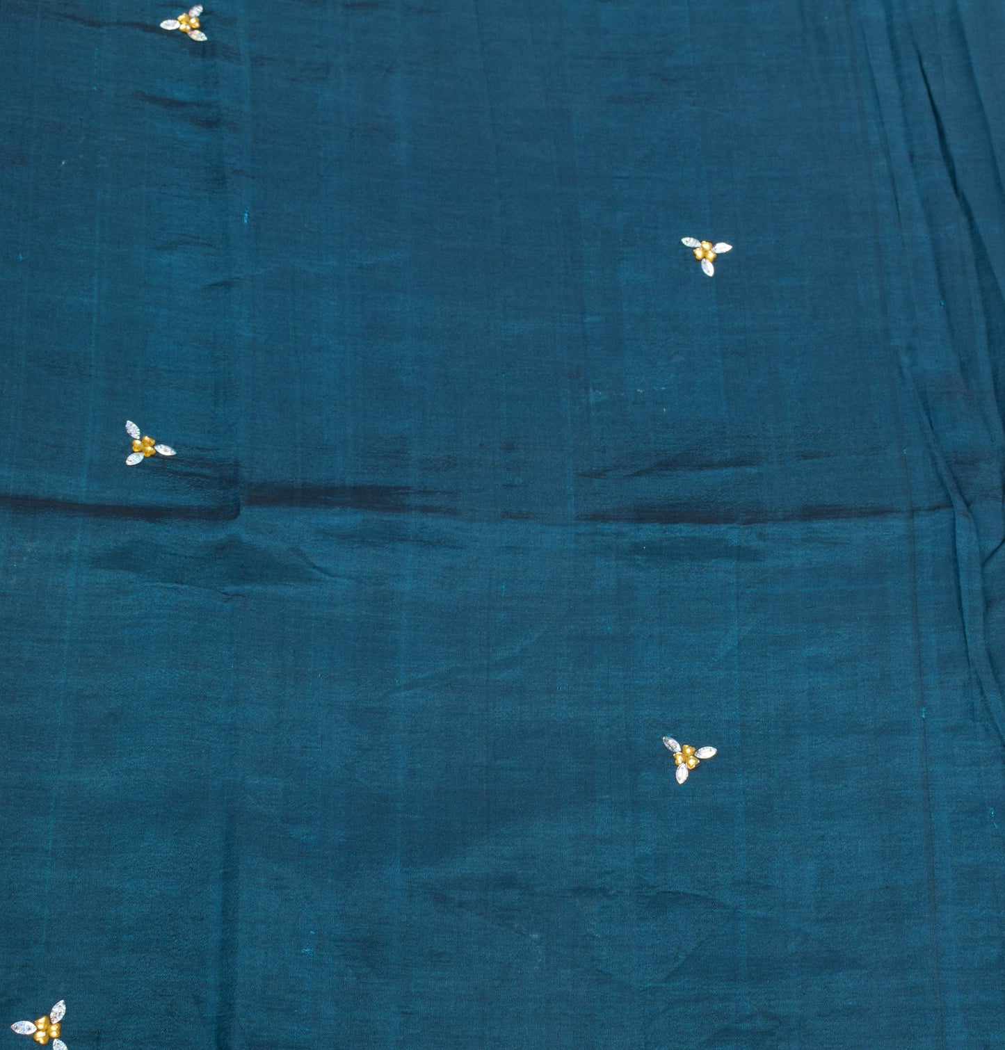 Sushila Vintage Teal Blue Kanjivaram Saree Zari Brocade Pure Cotton Silk Sari