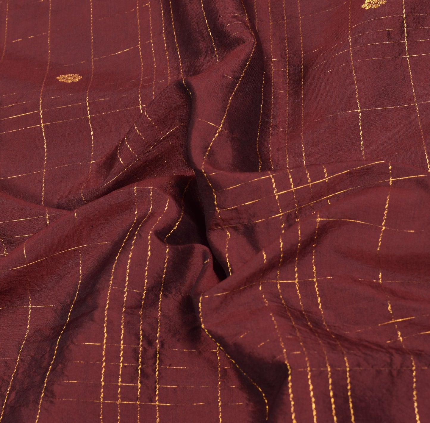 Sushila Vintage Kanjivaram Maroon Saree Gold zari Brocade Pure Silk Sari Fabric