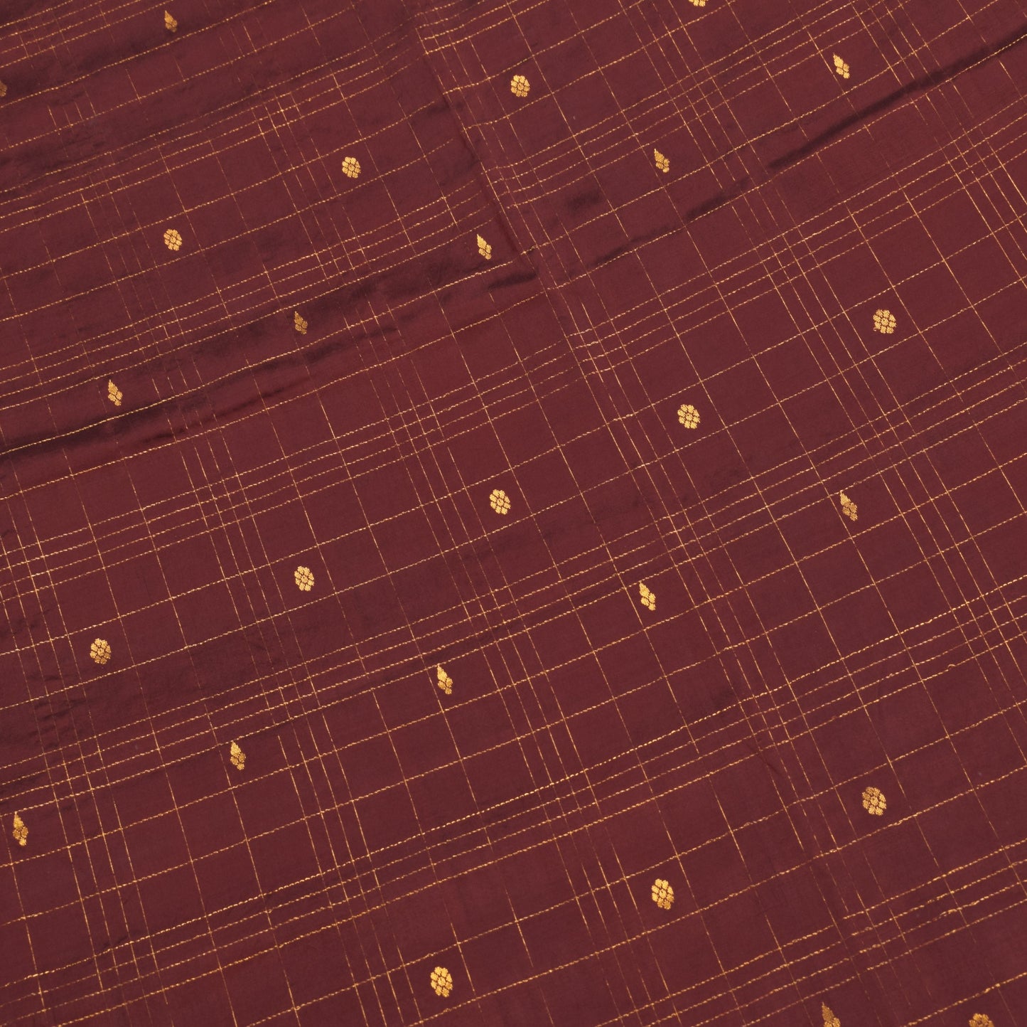 Sushila Vintage Kanjivaram Maroon Saree Gold zari Brocade Pure Silk Sari Fabric