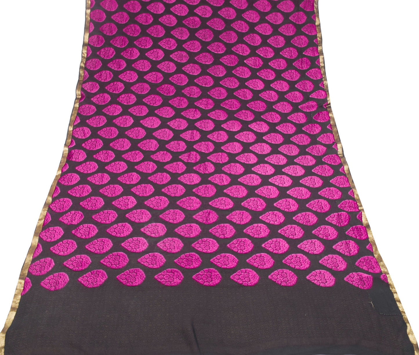 Sushila Vintage Pure Banarasi Georgette Saree Contrast Woven Handloom 5YD Sari