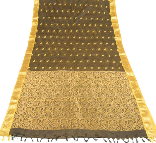 Sushila Vintage Banarasi or Kanchipuram style Saree Pure Silk Green Sari Fabric
