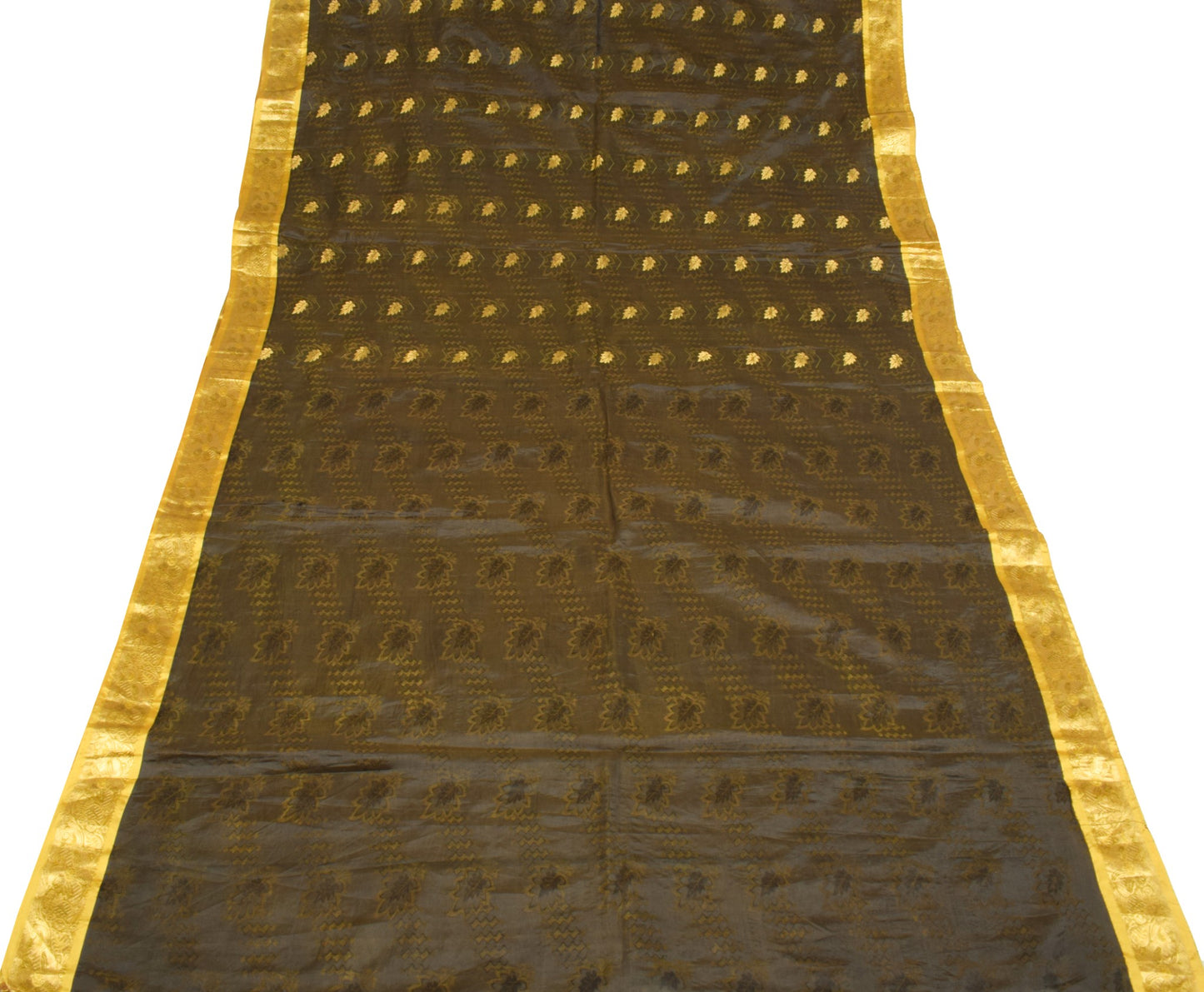 Sushila Vintage Banarasi or Kanchipuram style Saree Pure Silk Green Sari Fabric