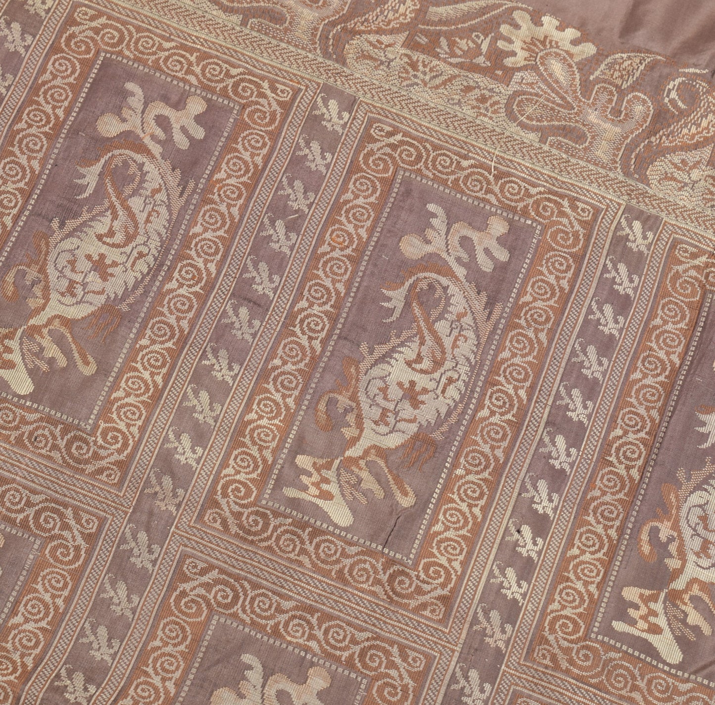 Sushila Vintage Brown Woven Saree Pure Silk Soft 5 Yard Indian Sari Craft Fabric