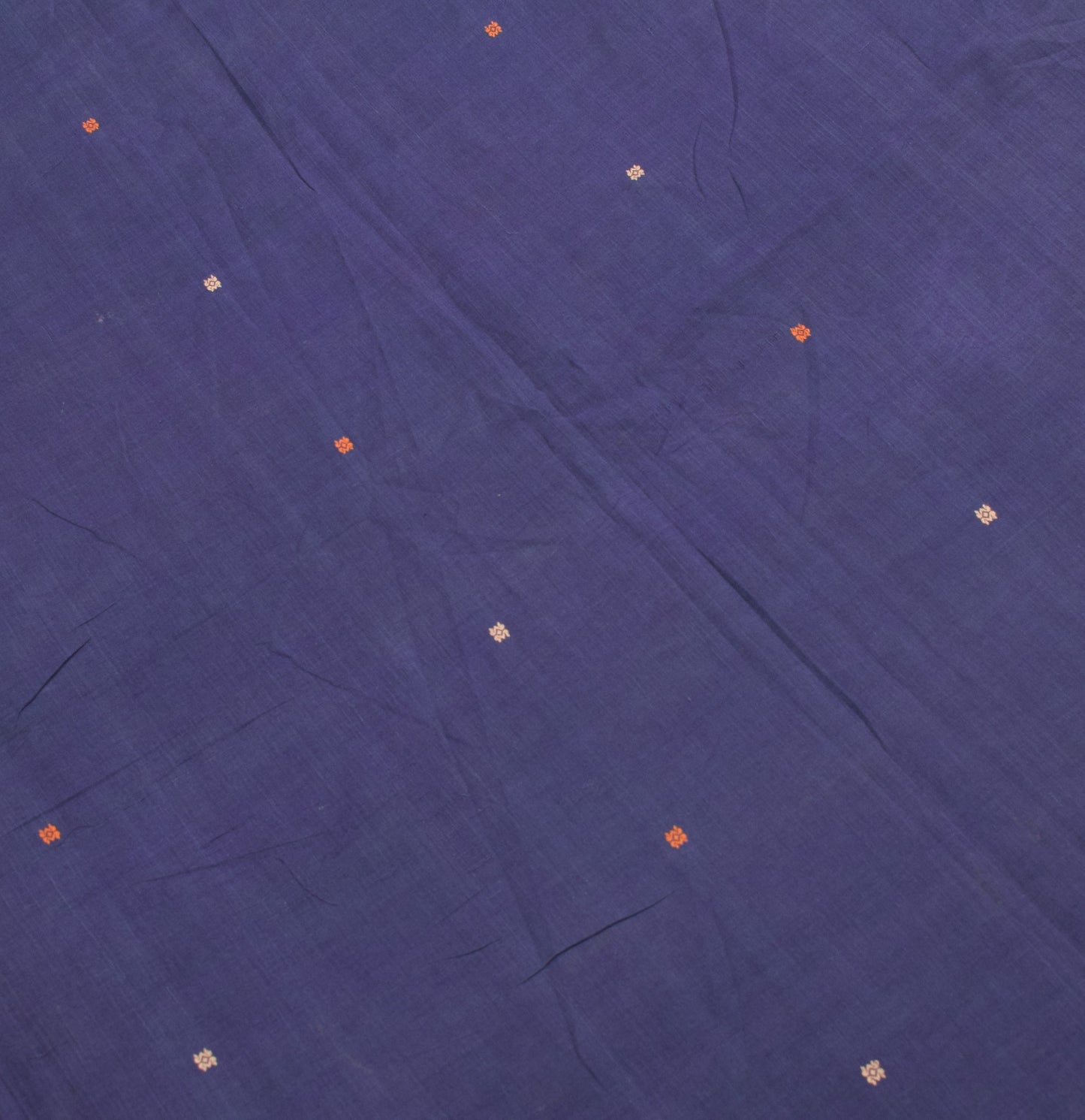 Sushila Vintage Pure Cotton Saree Blue Hand Woven 6 Yard Sari Soft Craft Fabric