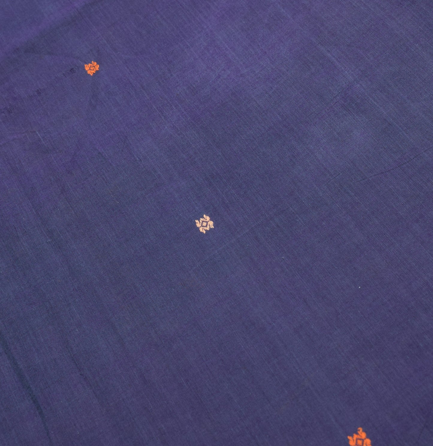 Sushila Vintage Pure Cotton Saree Blue Hand Woven 6 Yard Sari Soft Craft Fabric