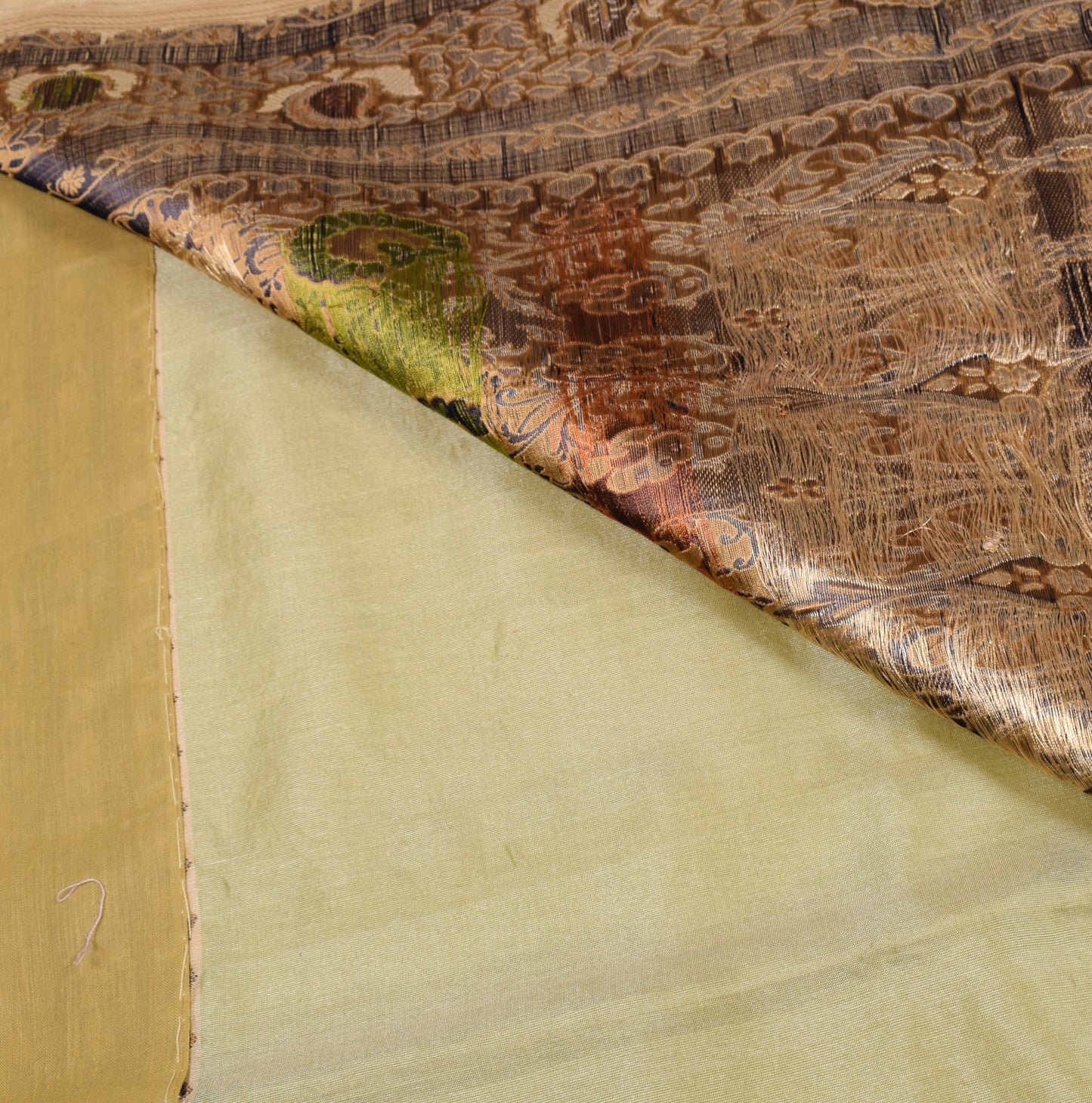 Sushila Vintage Green Pure Silk Saree Woven Beige Border Pallu Sari Craft Fabric