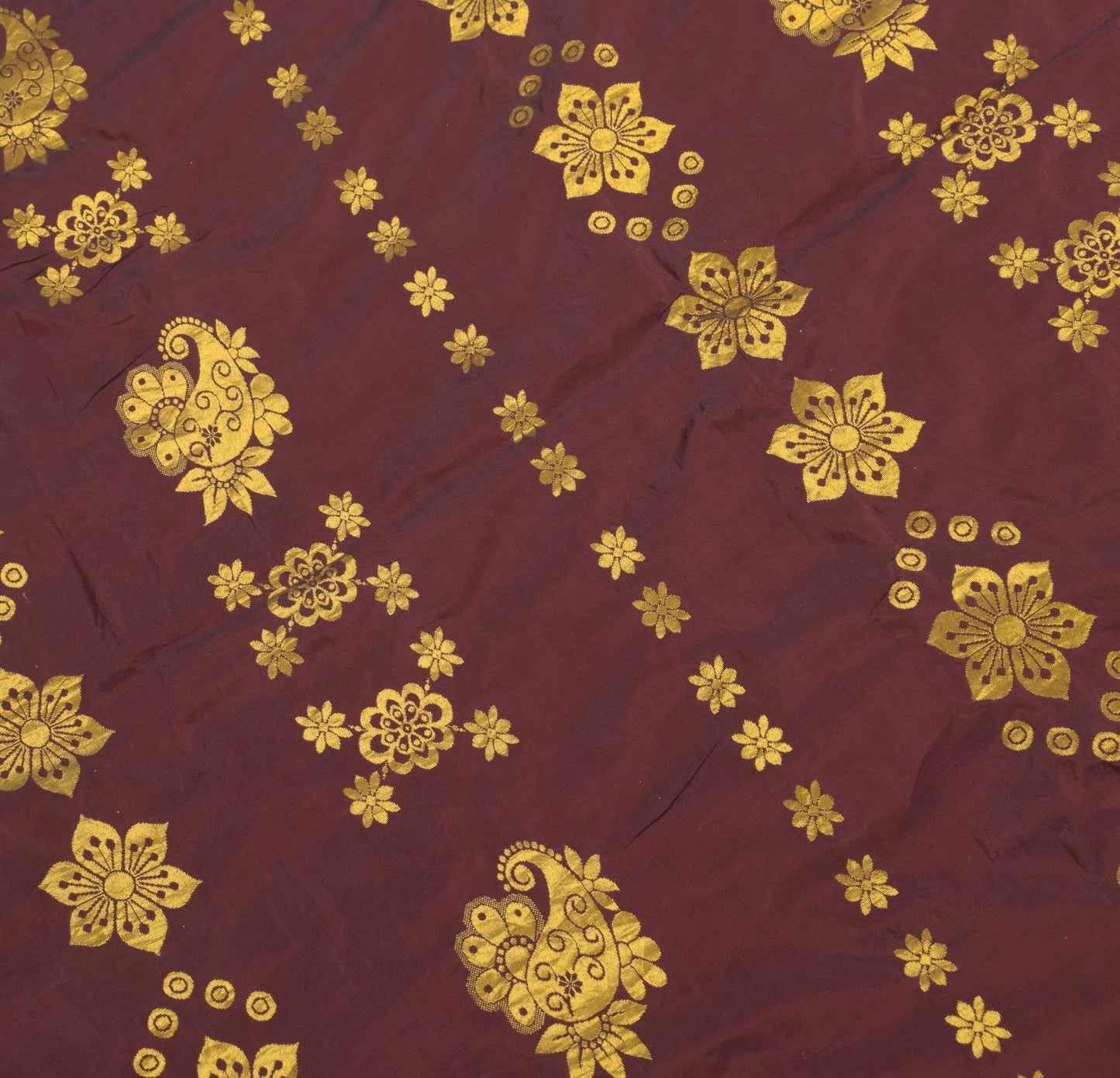 Sushila Vintage Banarasi or Kanchipuram style Saree Pure Silk Maroon Sari Fabric
