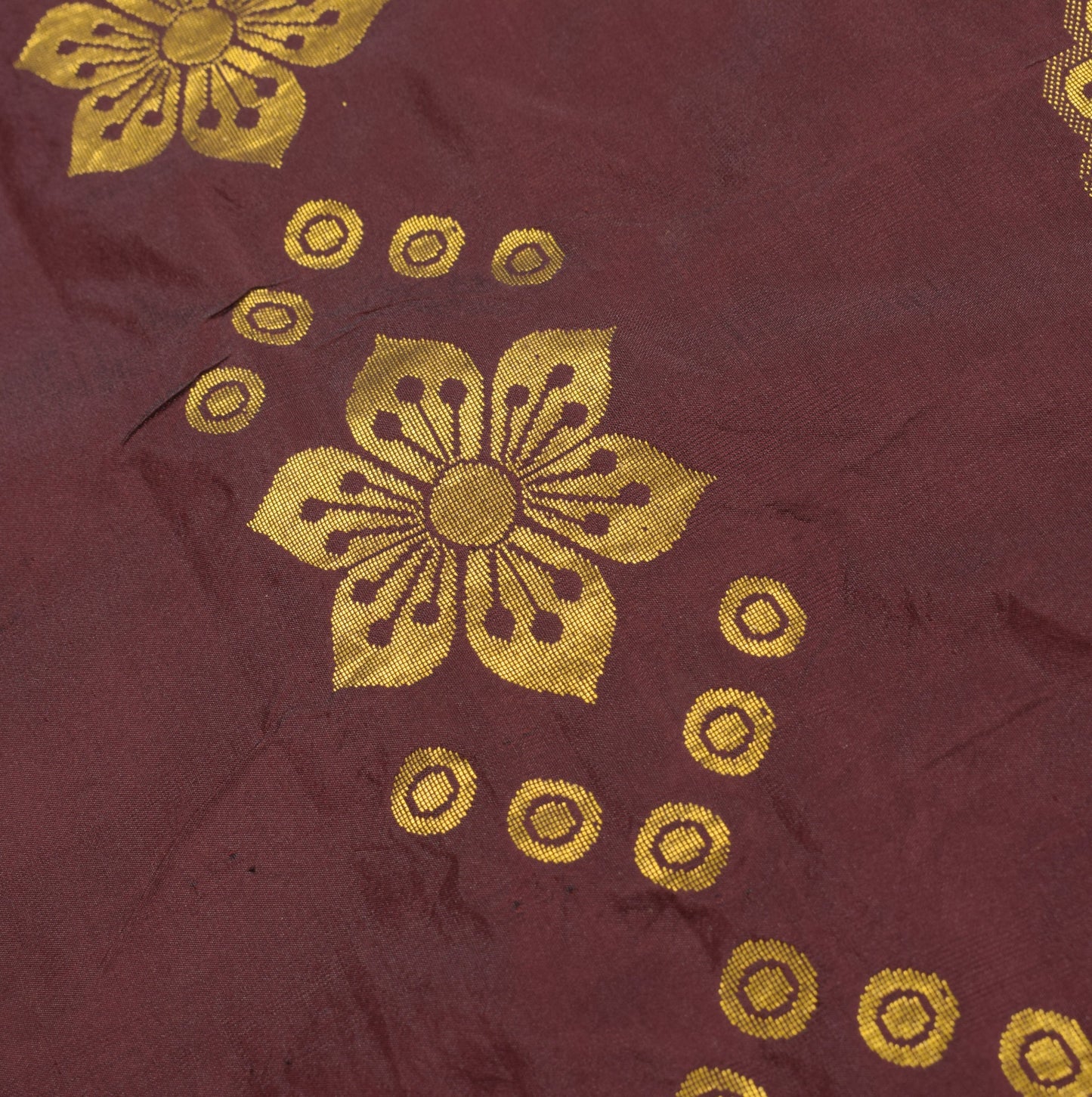 Sushila Vintage Banarasi or Kanchipuram style Saree Pure Silk Maroon Sari Fabric