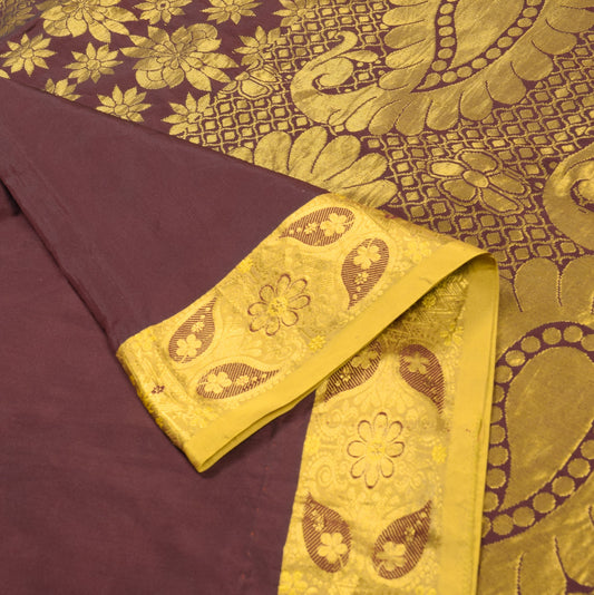 Sushila Vintage Banarasi or Kanchipuram style Saree Pure Silk Maroon Sari Fabric