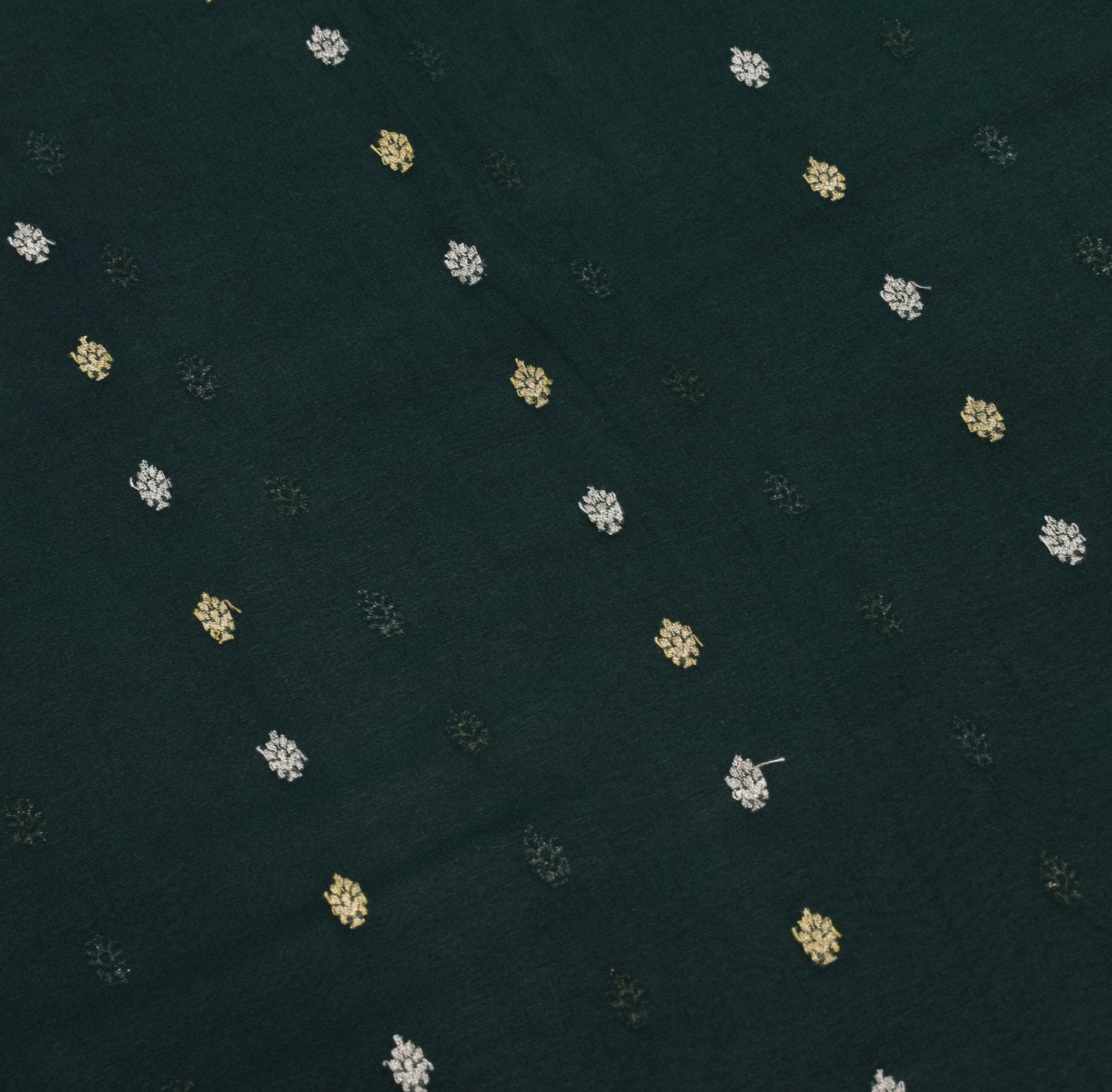Sushila Vintage Dark Green Saree Pure Georgette Banarasi Brocade 5YD Sari Fabric