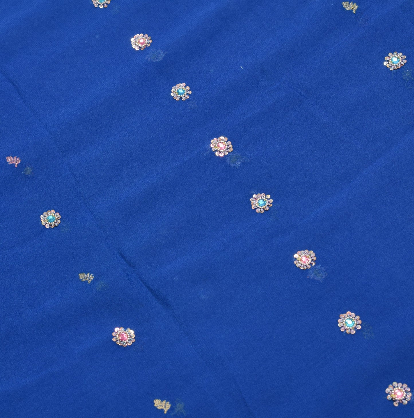 Sushila Vintage Royal Blue Sari Banarasi Khaddi Georgette Hand Embroidery Saree