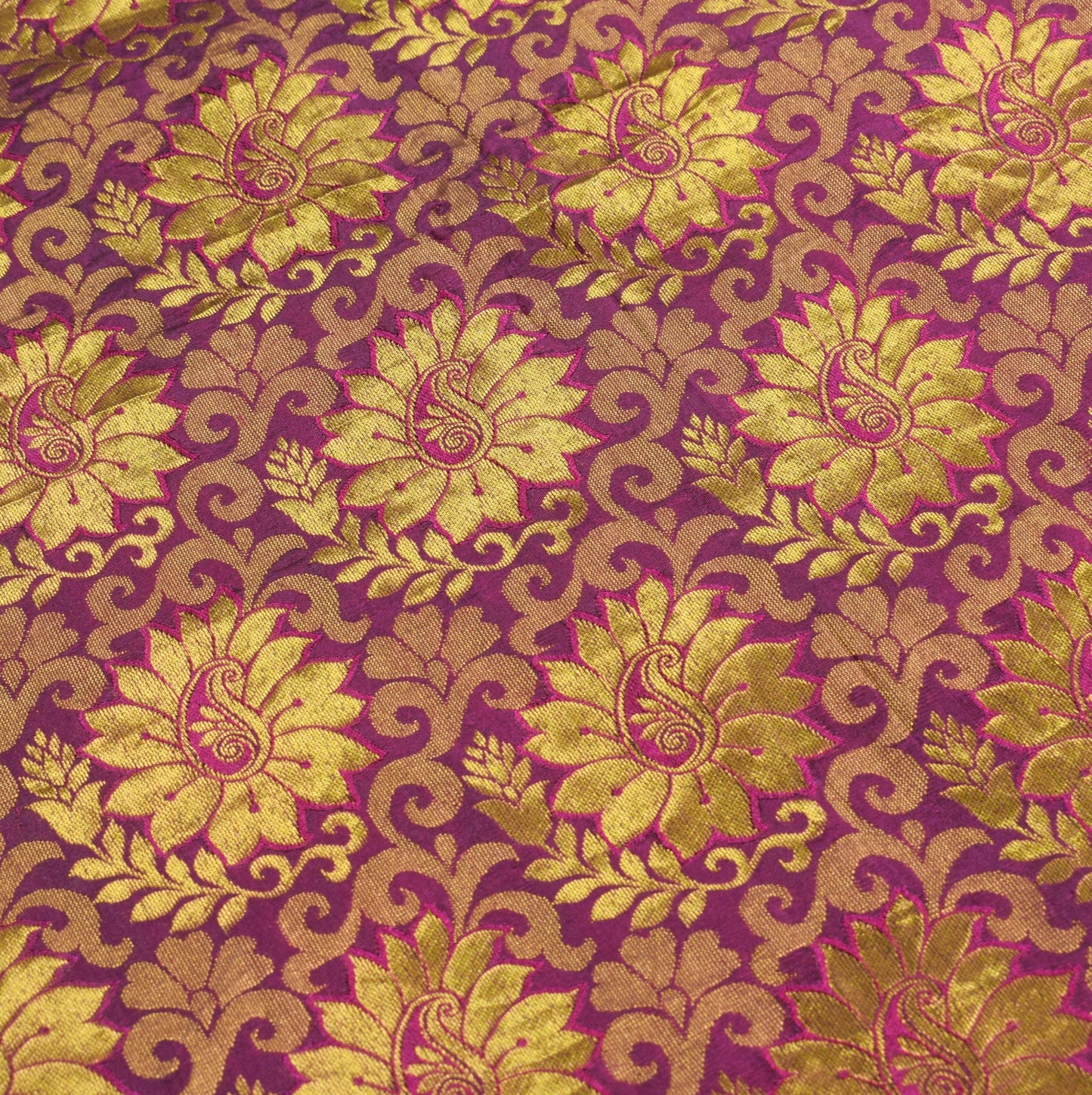 Sushila Vintage Purple Gold Kanchipuram Saree Zari Woven Paisley Pure Silk Sari
