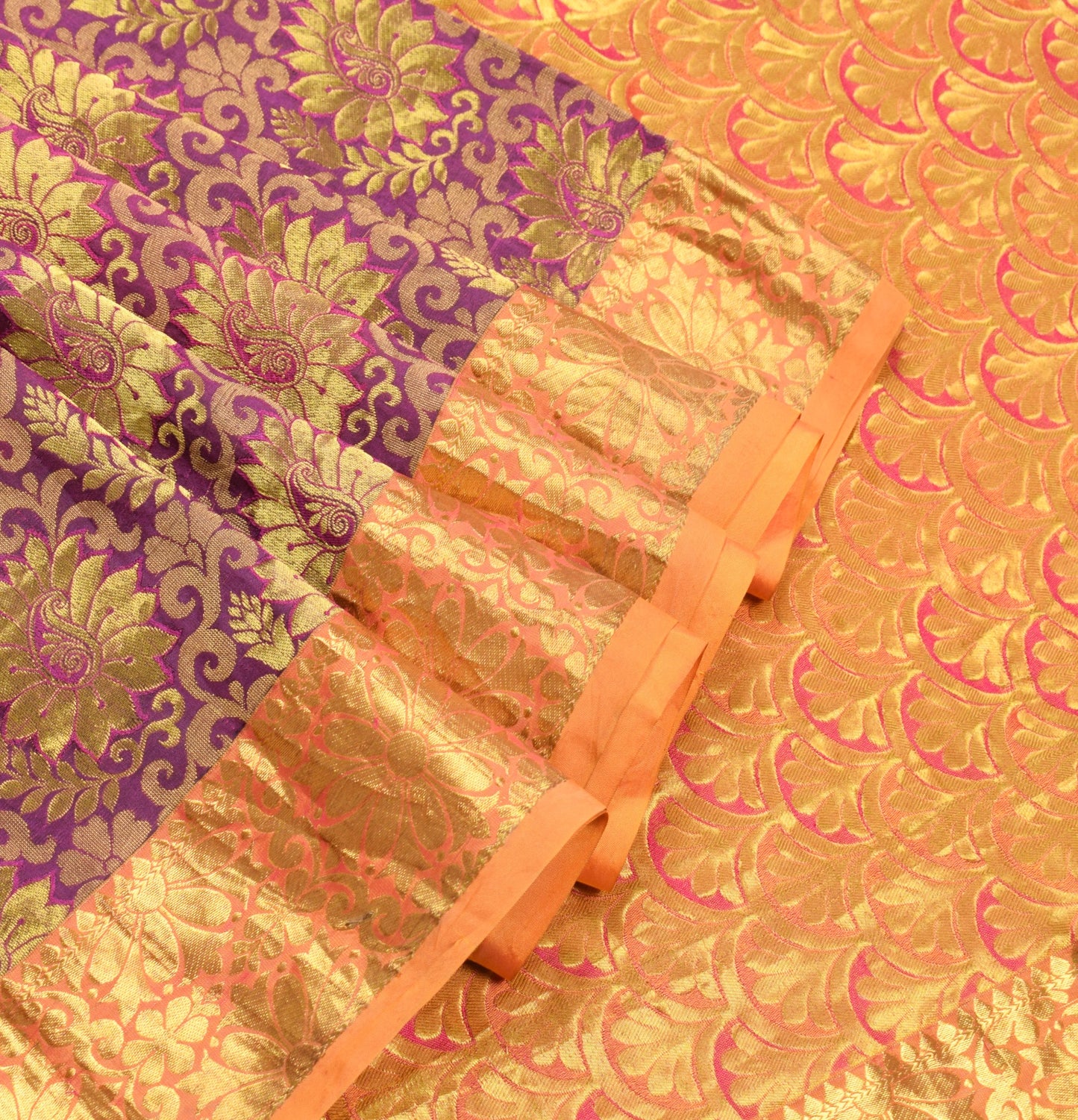 Sushila Vintage Purple Gold Kanchipuram Saree Zari Woven Paisley Pure Silk Sari