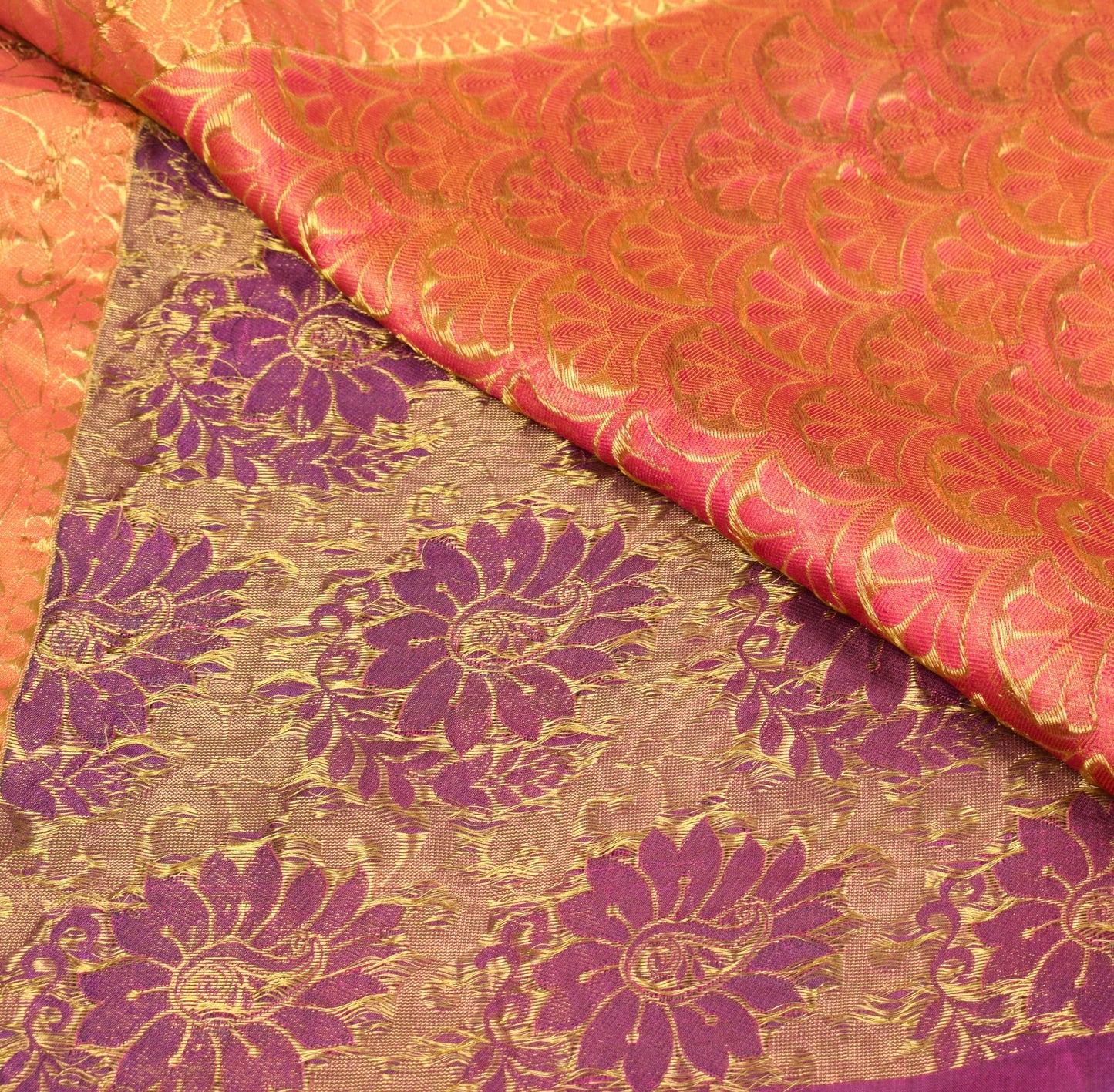 Sushila Vintage Purple Gold Kanchipuram Saree Zari Woven Paisley Pure Silk Sari