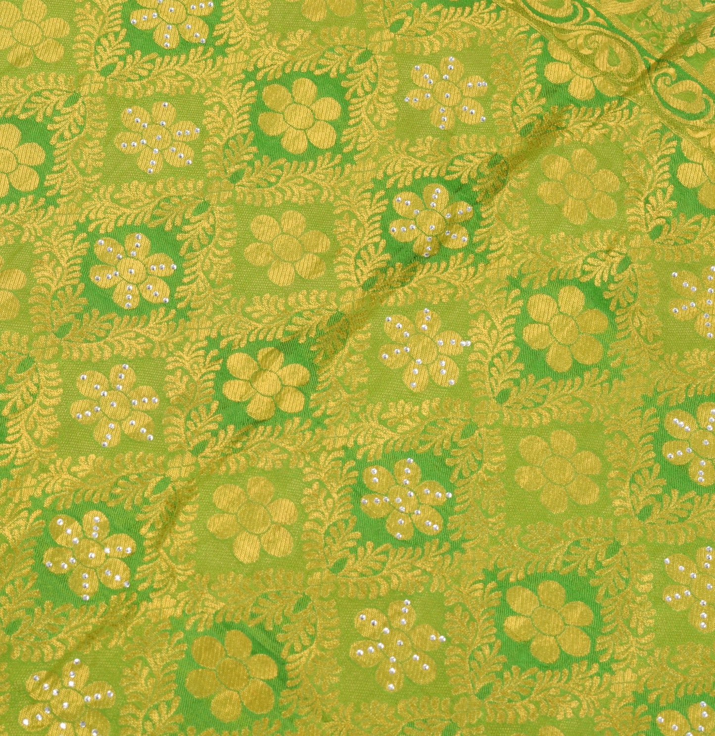 Sushila Vintage Blue Green Kanjivaram Saree Saree Pure Silk Floral Sari Fabric