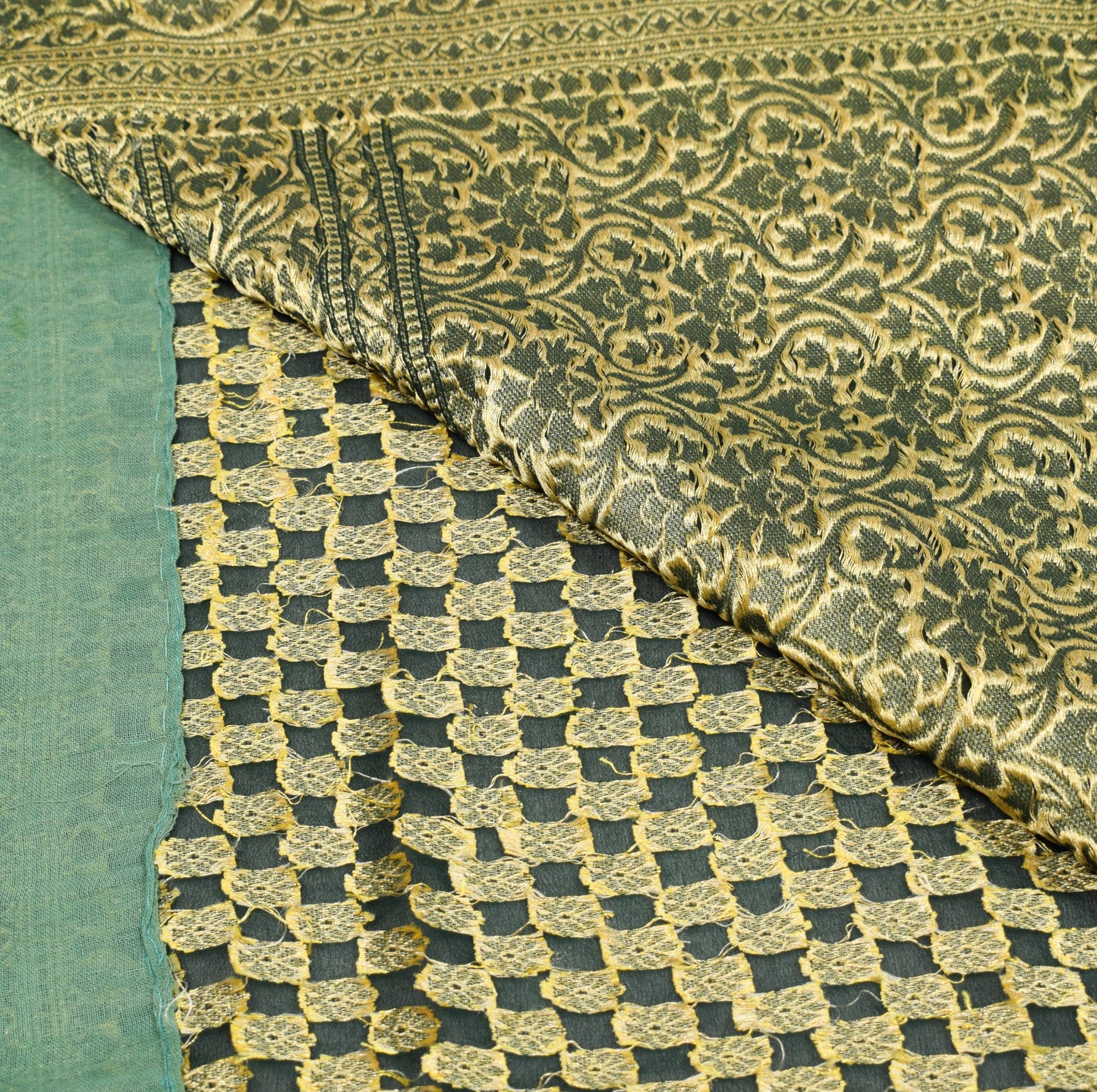 Sushila Vintage DarkGreen Saree Pure Khaddi Georgette Banarasi HEAVY Sari Fabric