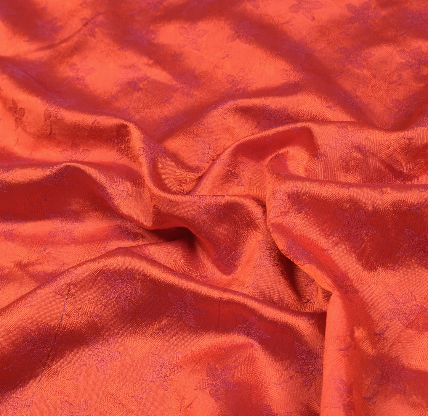 Sushila Vintage Art Kanchipuram Silk Saree Gold Zari Border lotus Orange Sari