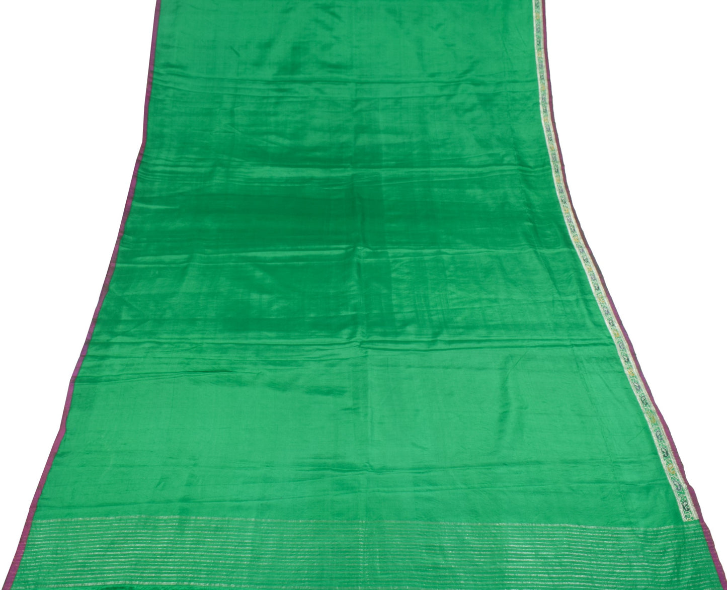 Sushila Vintage Banarasi Brocade Saree 100% Pure Silk Green Soft 5YD Sari Fabric