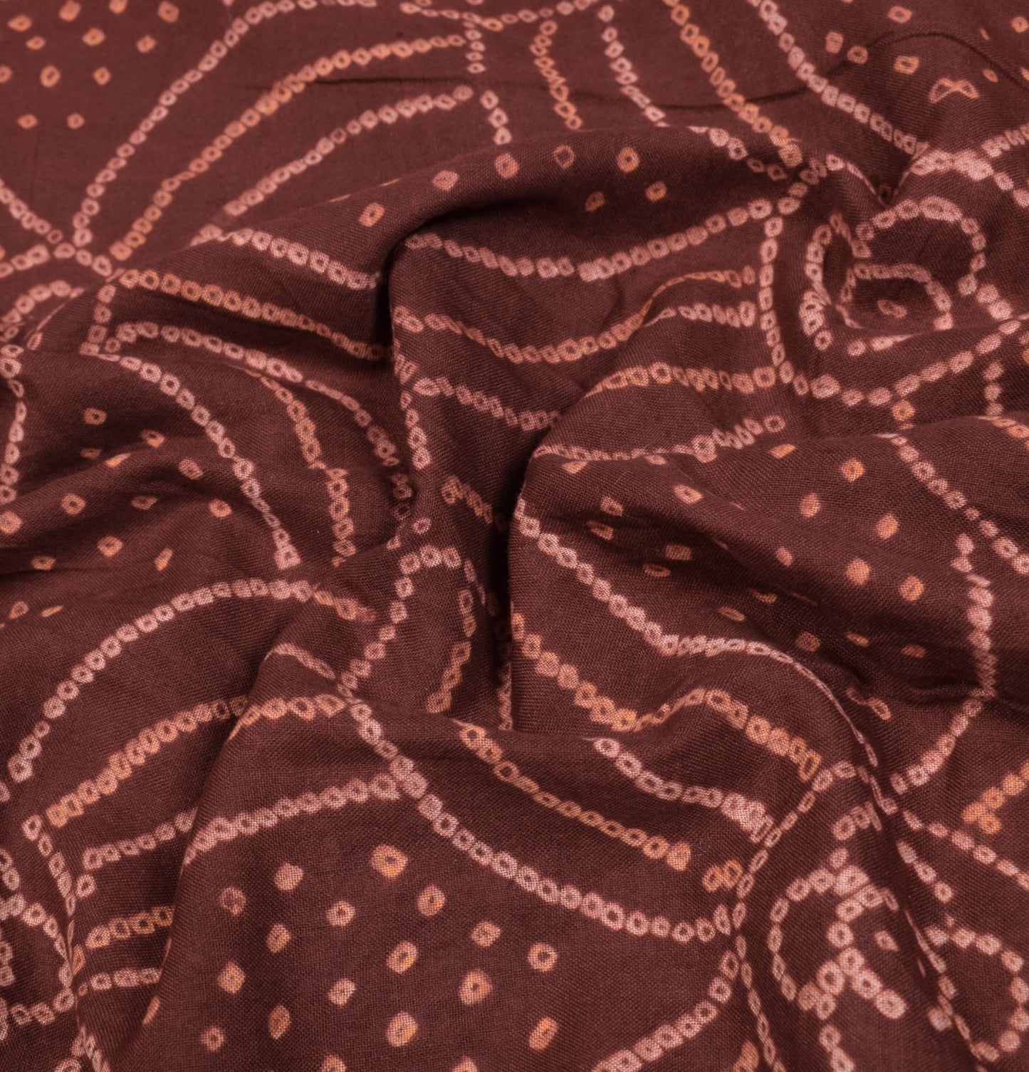 Sushila Vintage Bandhani Printed Saree Pure Cotton Dark Brown Sari Craft Fabric