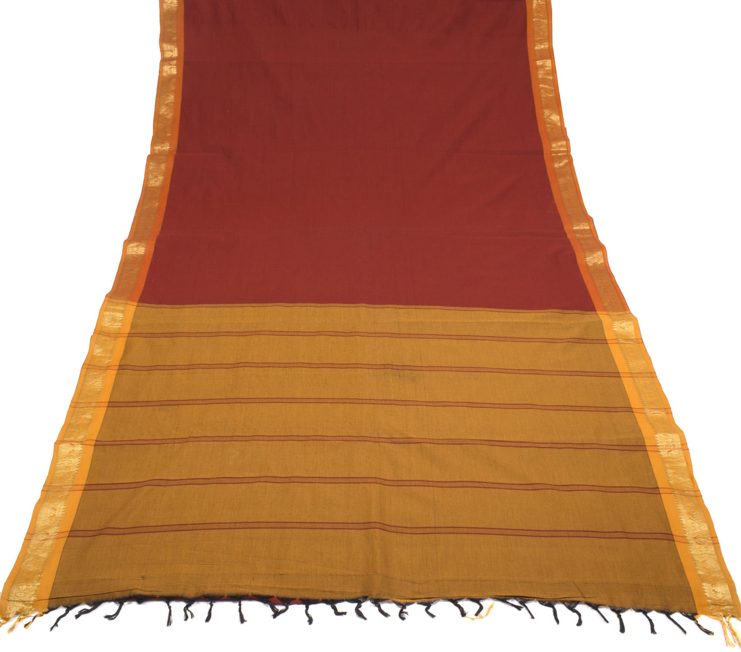 Sushila Vintage Chettinad Maroon Saree Zari Woven Pure Cotton Sari Craft Fabric