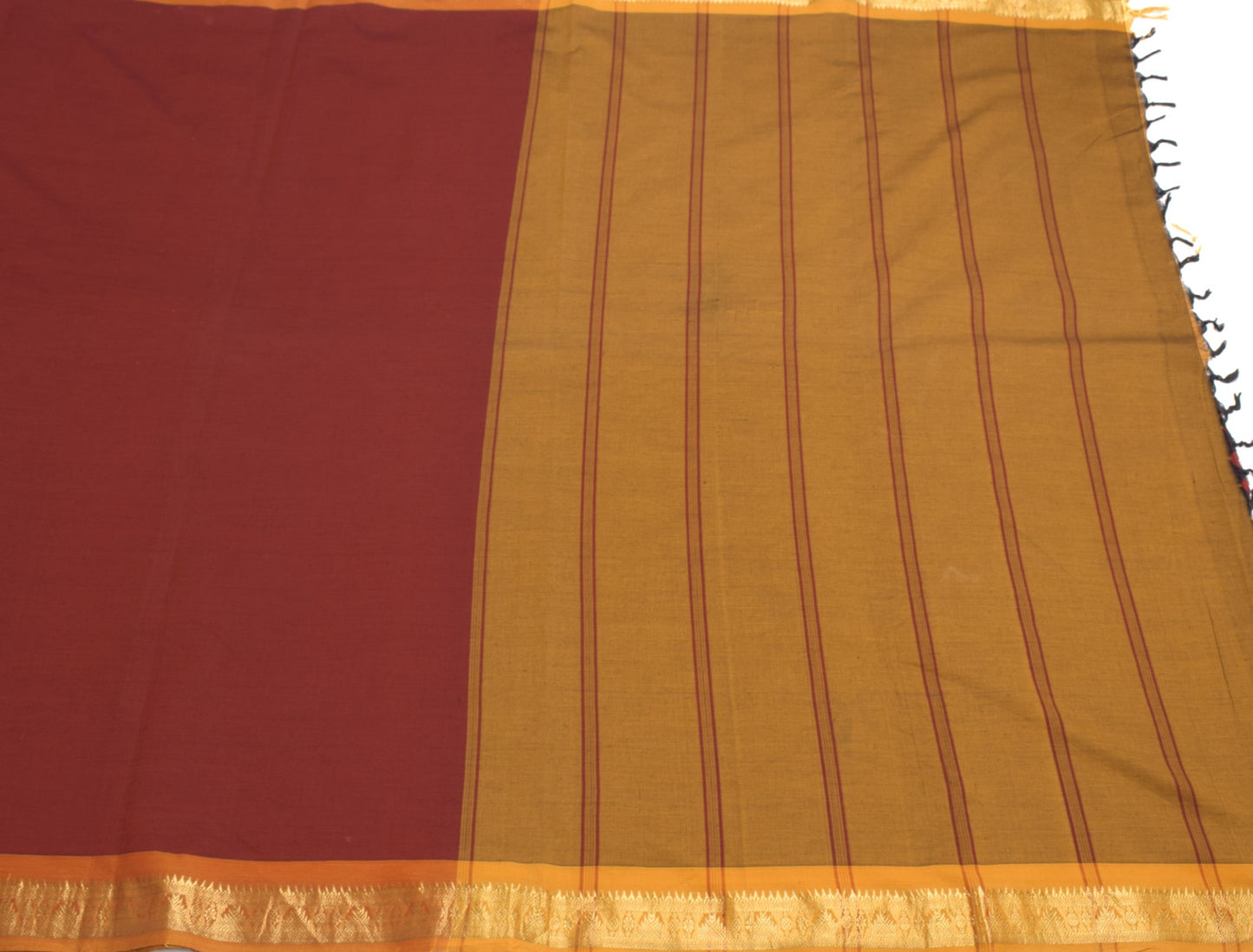 Sushila Vintage Chettinad Maroon Saree Zari Woven Pure Cotton Sari Craft Fabric