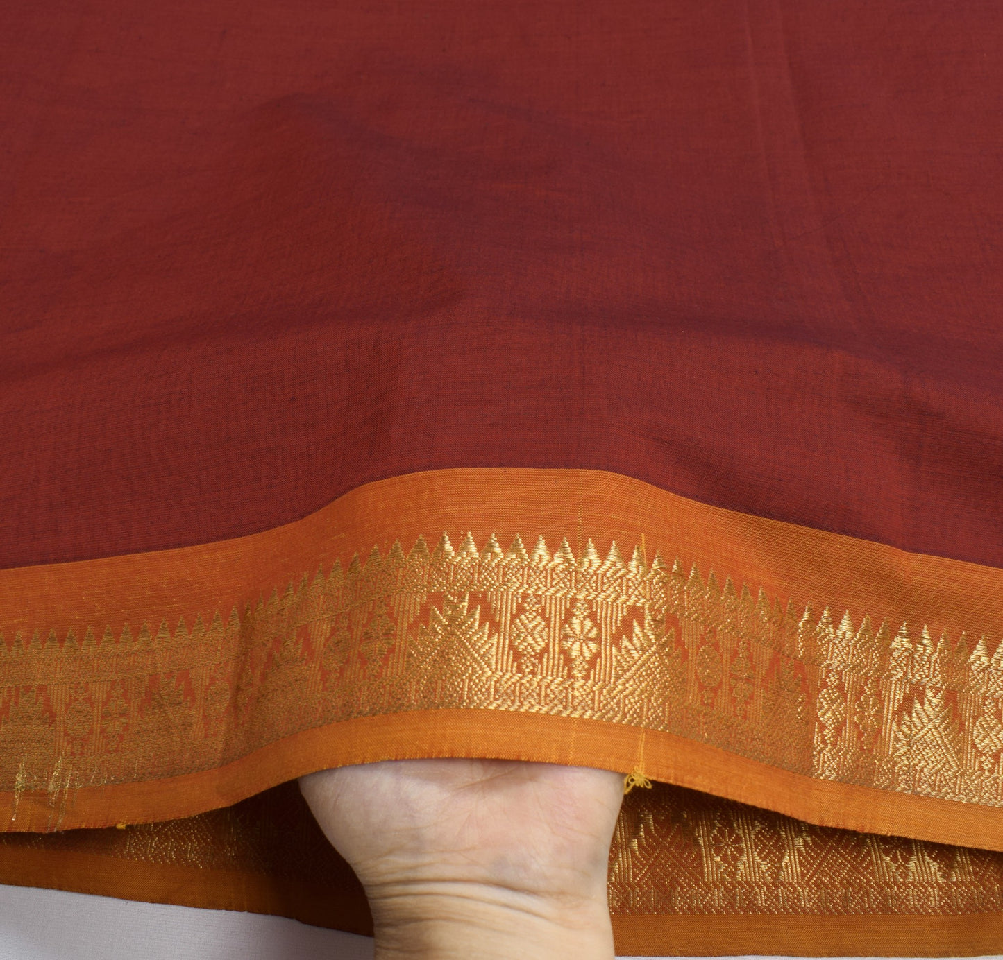 Sushila Vintage Chettinad Maroon Saree Zari Woven Pure Cotton Sari Craft Fabric