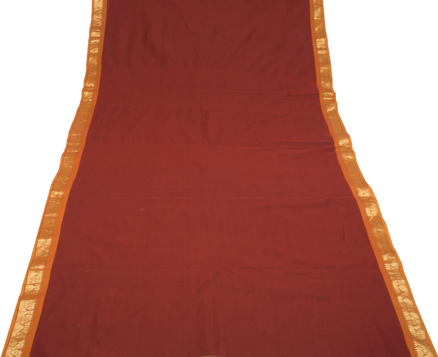 Sushila Vintage Chettinad Maroon Saree Zari Woven Pure Cotton Sari Craft Fabric