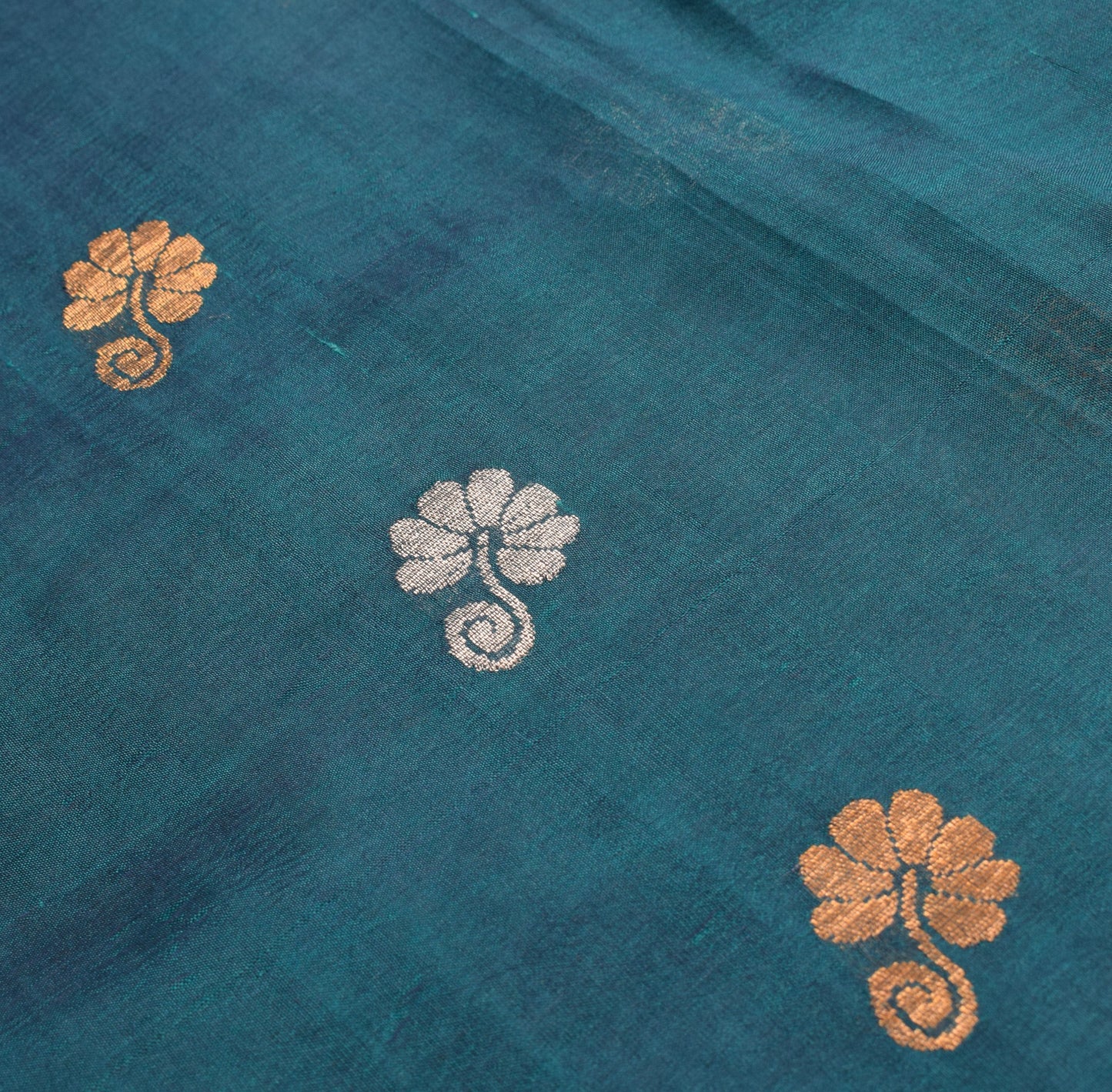 Sushila Vintage Blue Green Sari Sona Roopa Handloom Banarasi Pure Silk 6YD Saree