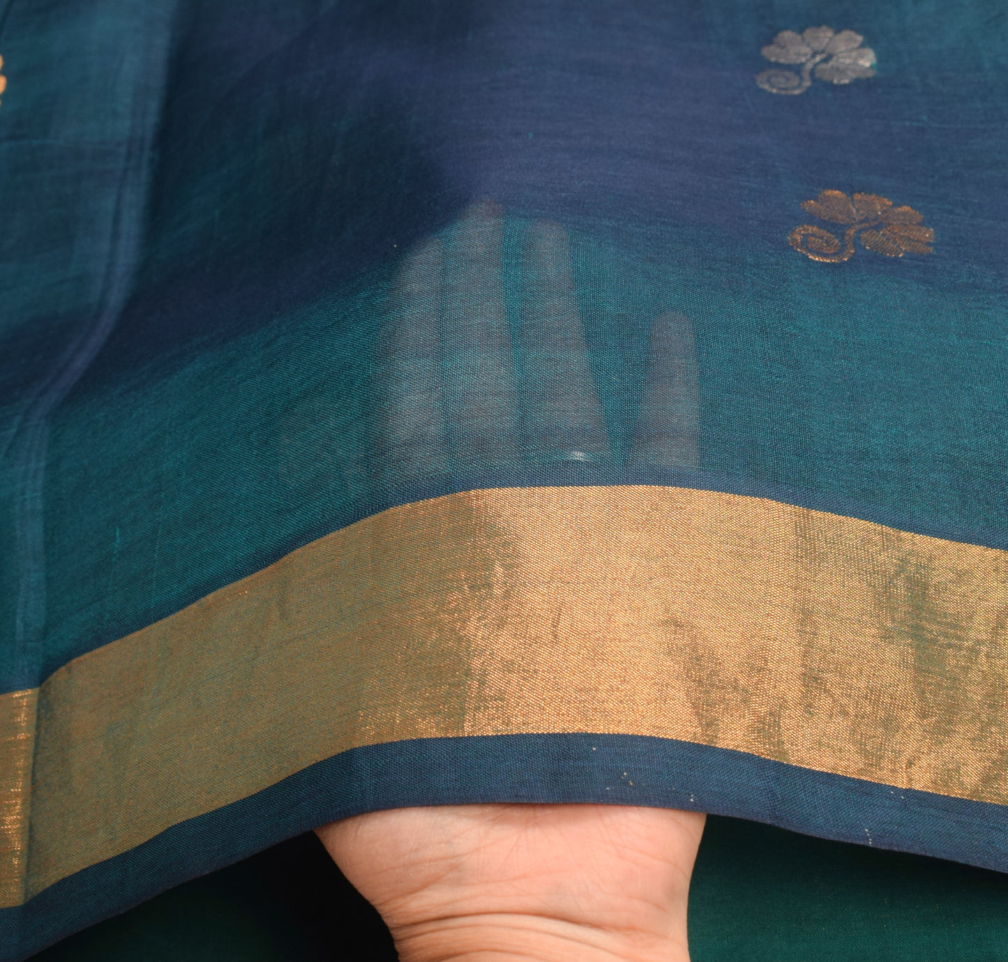 Sushila Vintage Blue Green Sari Sona Roopa Handloom Banarasi Pure Silk 6YD Saree