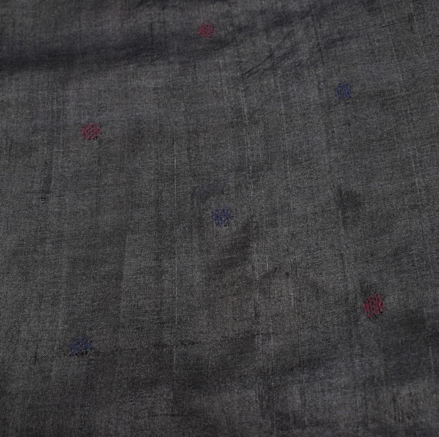 Sushila Vintage Black & Blue Saree Pure Tussar Silk Floral Handloom Sari Fabric