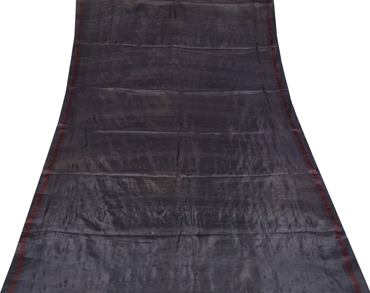 Sushila Vintage Black & Blue Saree Pure Tussar Silk Floral Handloom Sari Fabric