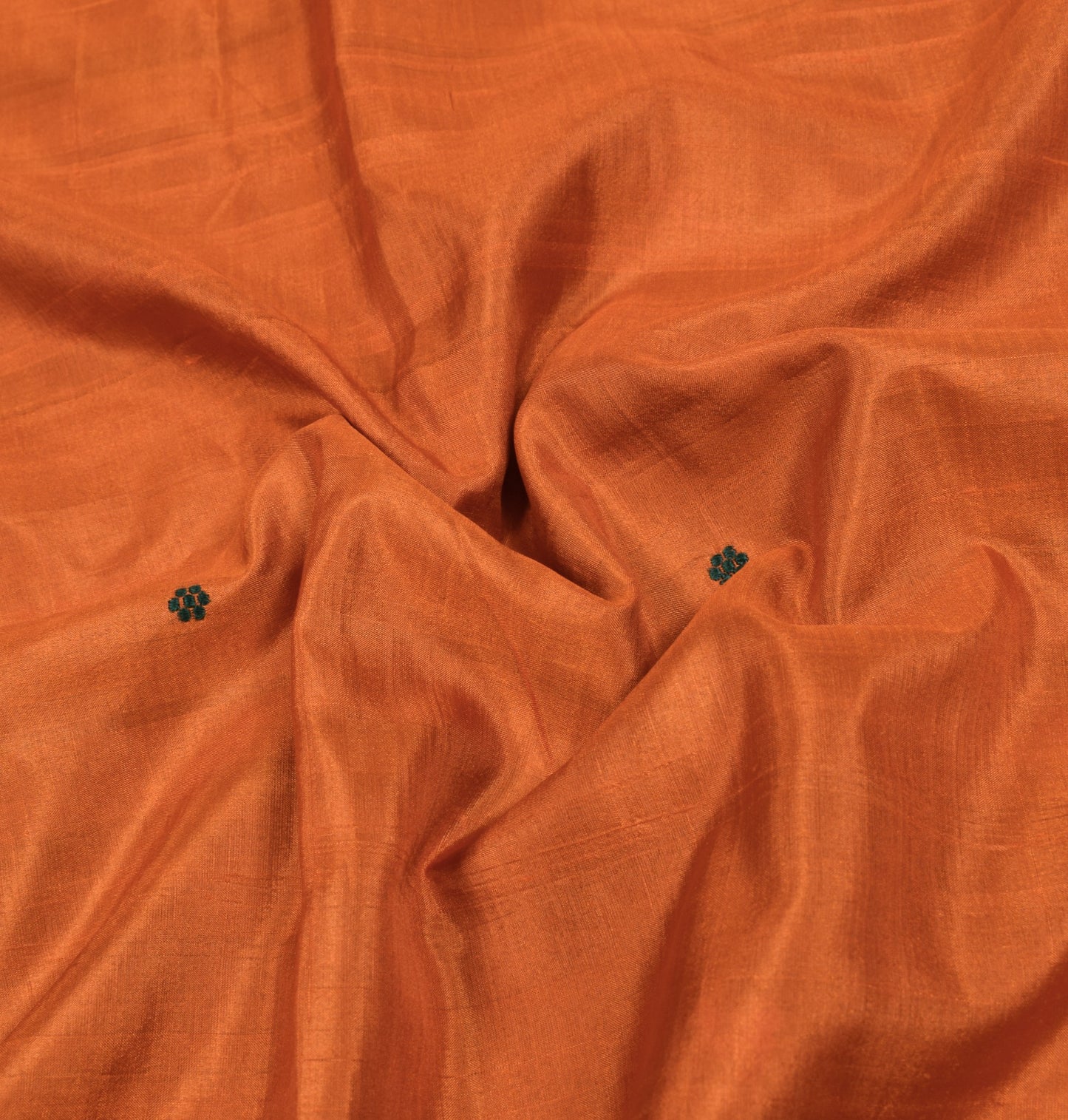 Sushila Vintage Orange Handloom Saree Pure Silk Floral Woven 6 Yard Sari Fabric