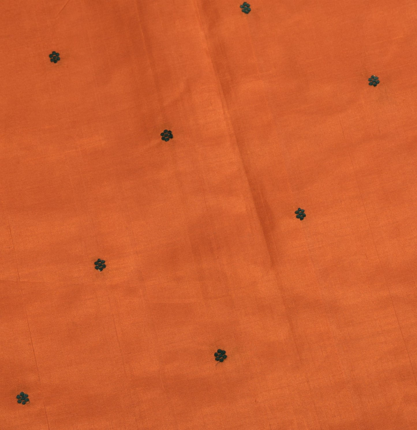 Sushila Vintage Orange Handloom Saree Pure Silk Floral Woven 6 Yard Sari Fabric