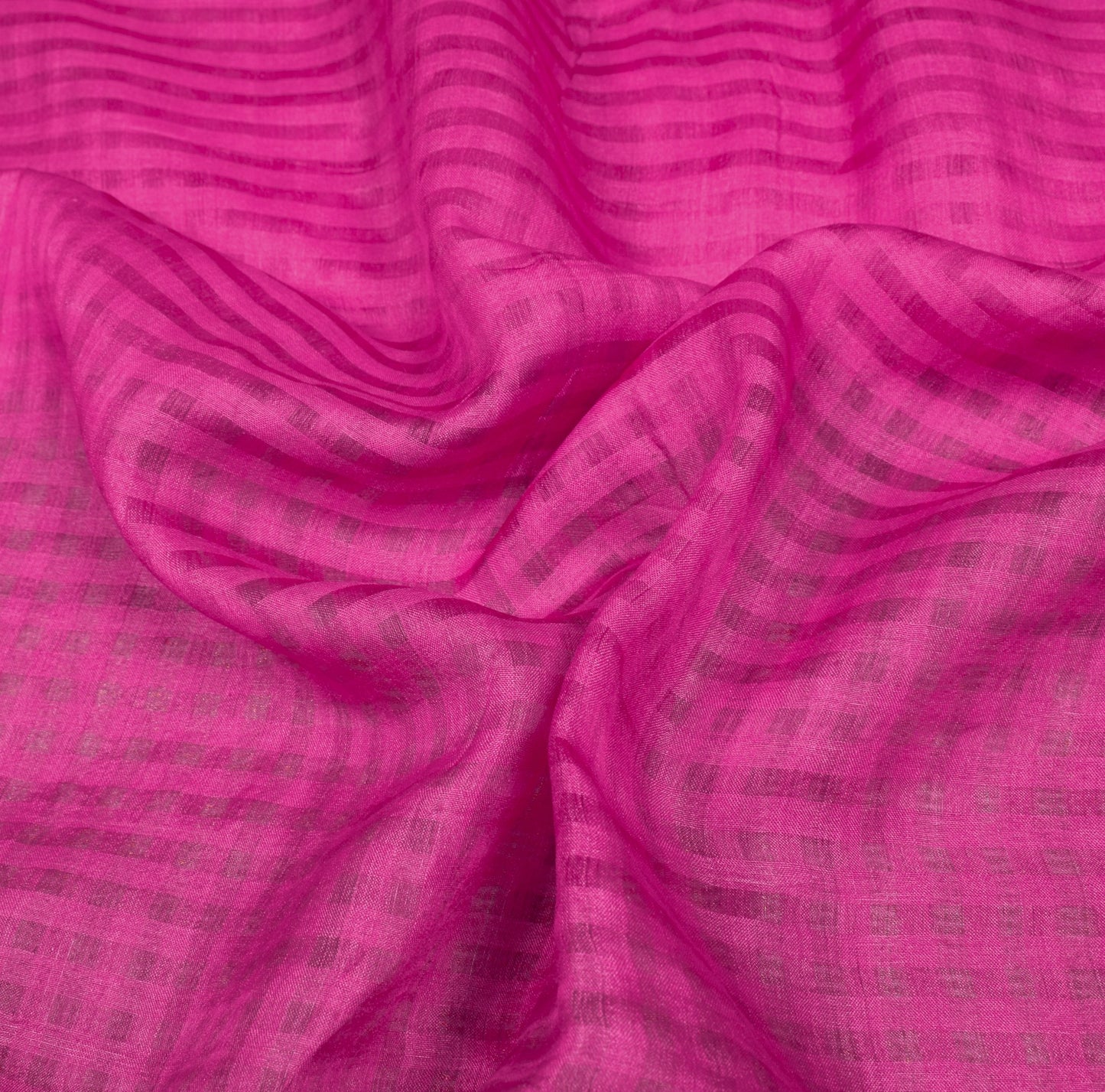 Sushila Vintage Magenta Checks Saree Pure Silk Gray Pallu and Zari border Sari