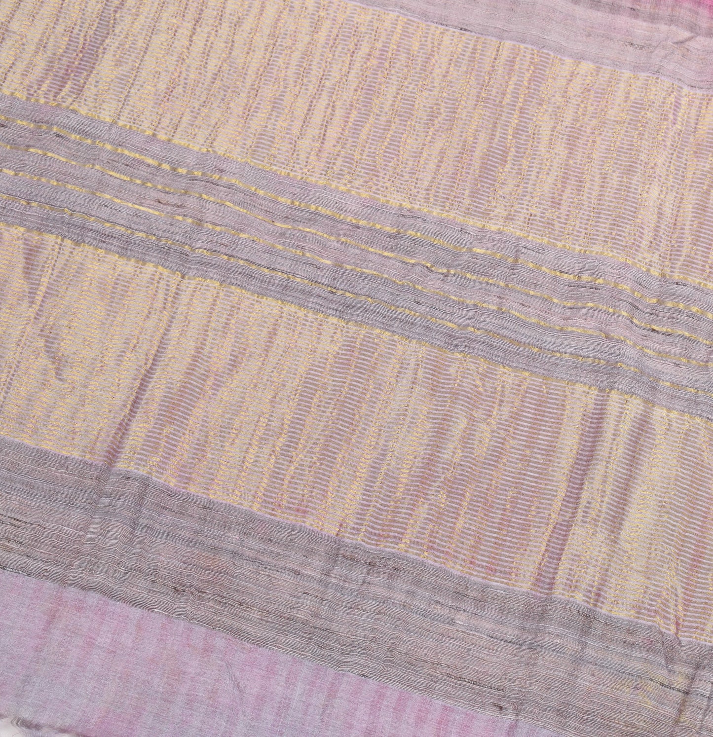 Sushila Vintage Magenta Checks Saree Pure Silk Gray Pallu and Zari border Sari