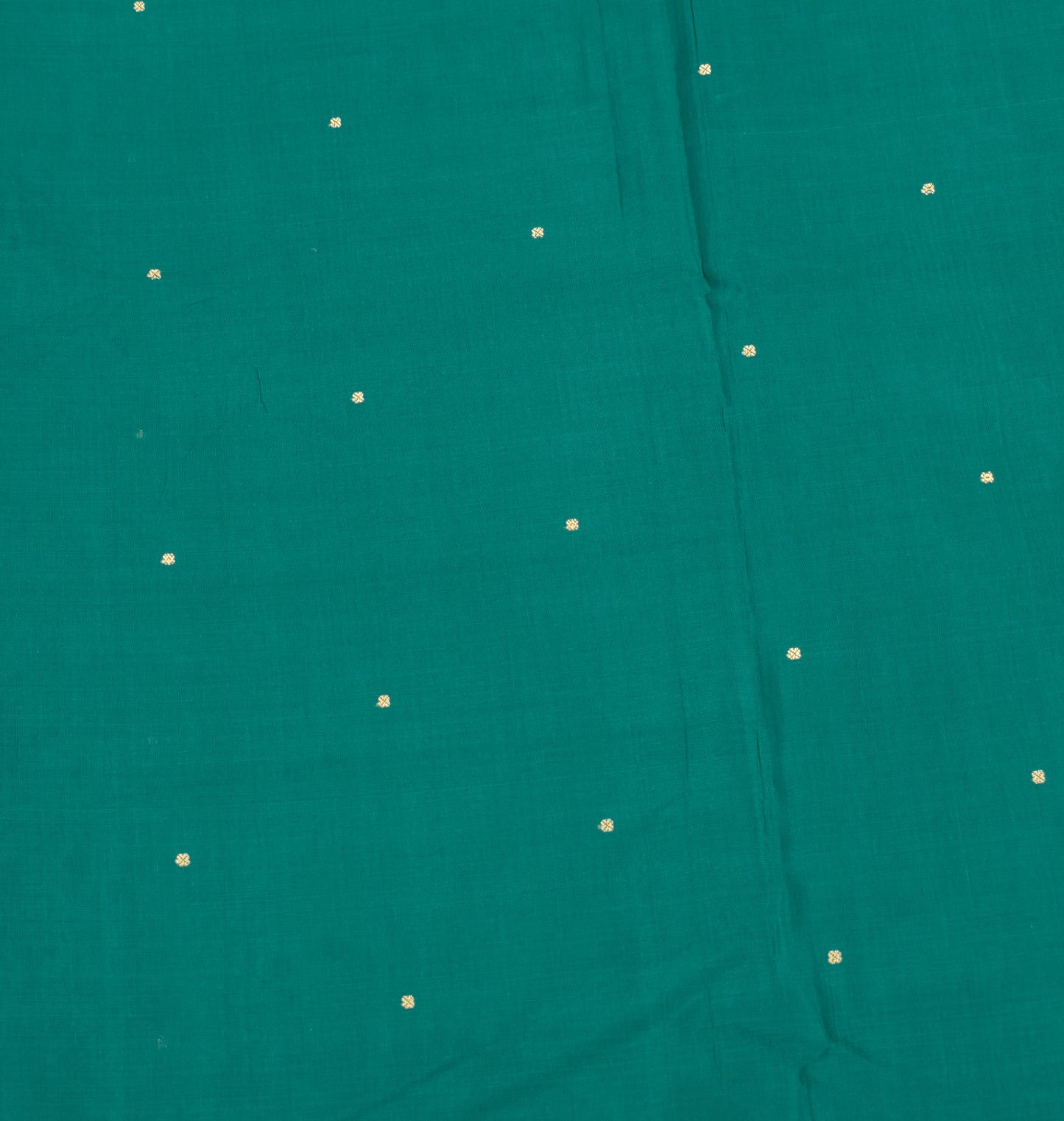 Sushila Vintage Teal Green Handloom Saree Pure Cotton Floral Woven Sari Fabric