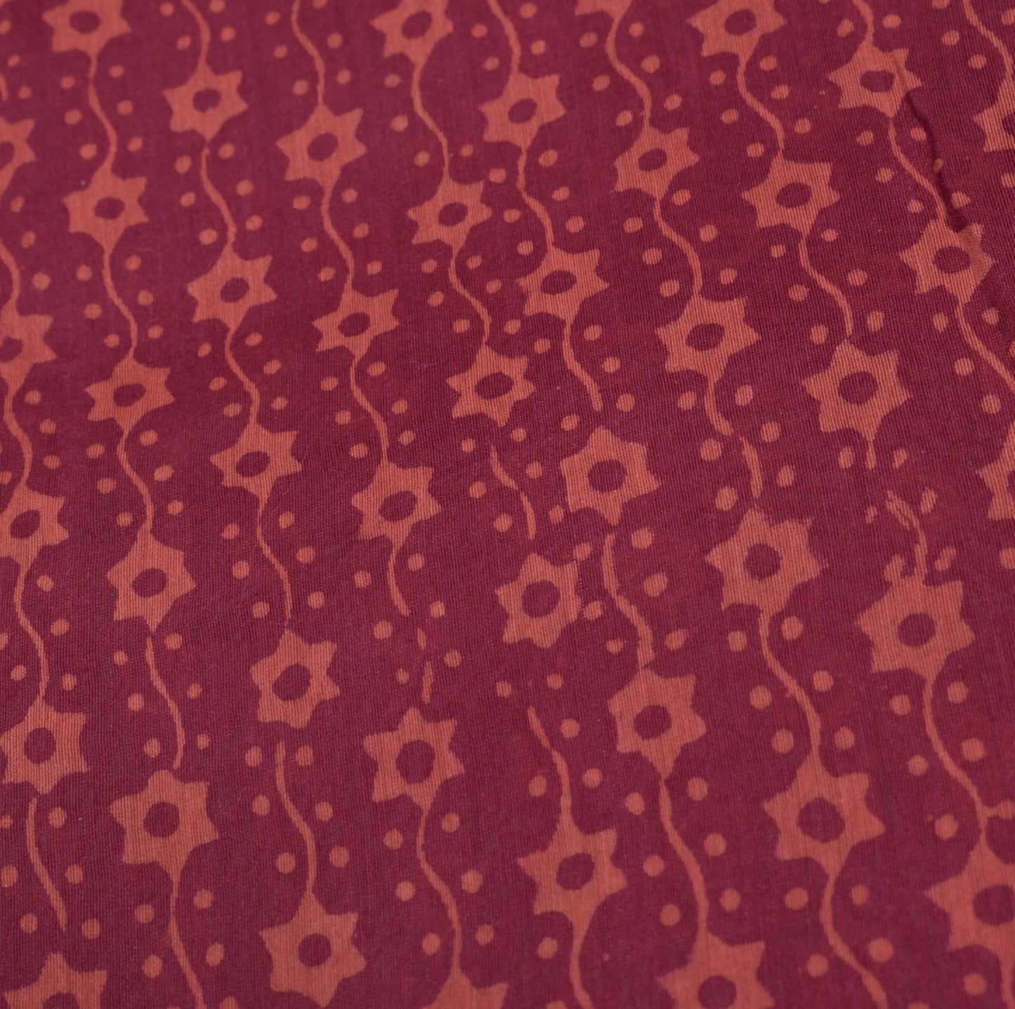 Sushila Vintage Burgundy Saree Pure Cotton Silk Handblock  5YD Sari Craft Fabric