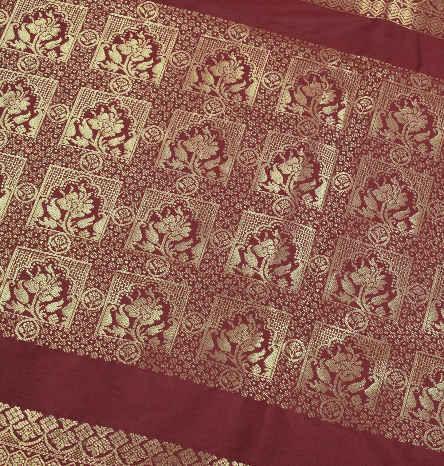 Sushila Vintage Grey Kanchipuram Saree contrasting Red Zari Border Art Silk Sari