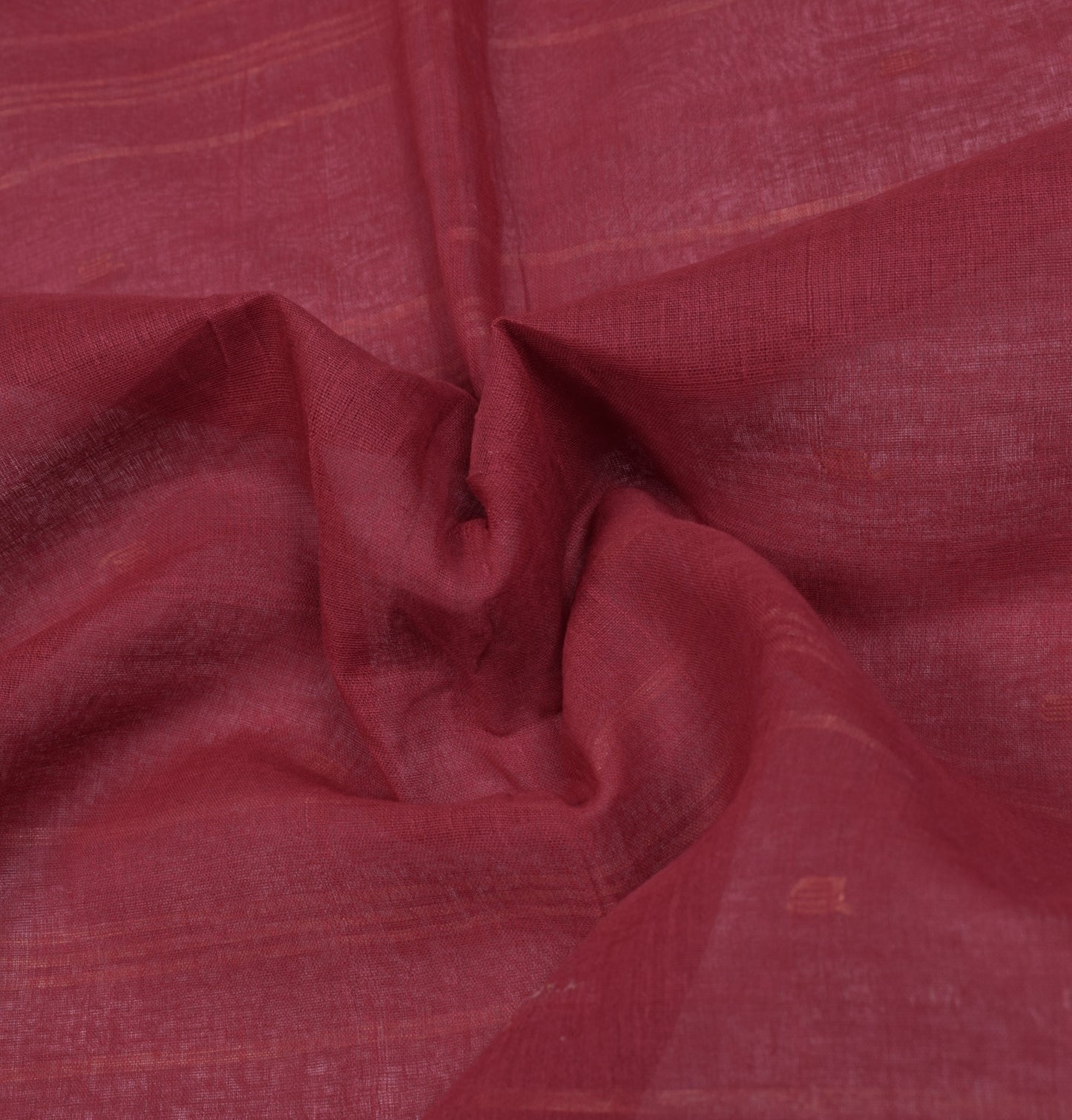 Sushila Vintage Maroon Bengal Tant Saree Zari Border Pure Cotton 5YD Sari Fabric