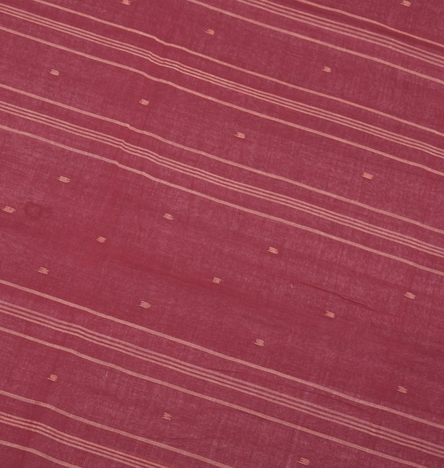 Sushila Vintage Maroon Bengal Tant Saree Zari Border Pure Cotton 5YD Sari Fabric