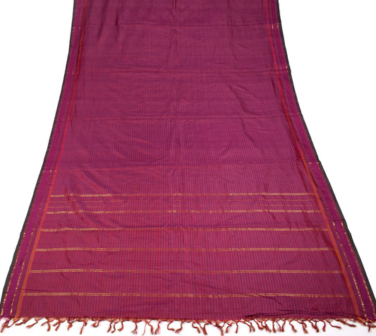 Sushila Vintage Pure kanchipuram Silk Saree Multi-Color Stripes Soft Sari Fabric