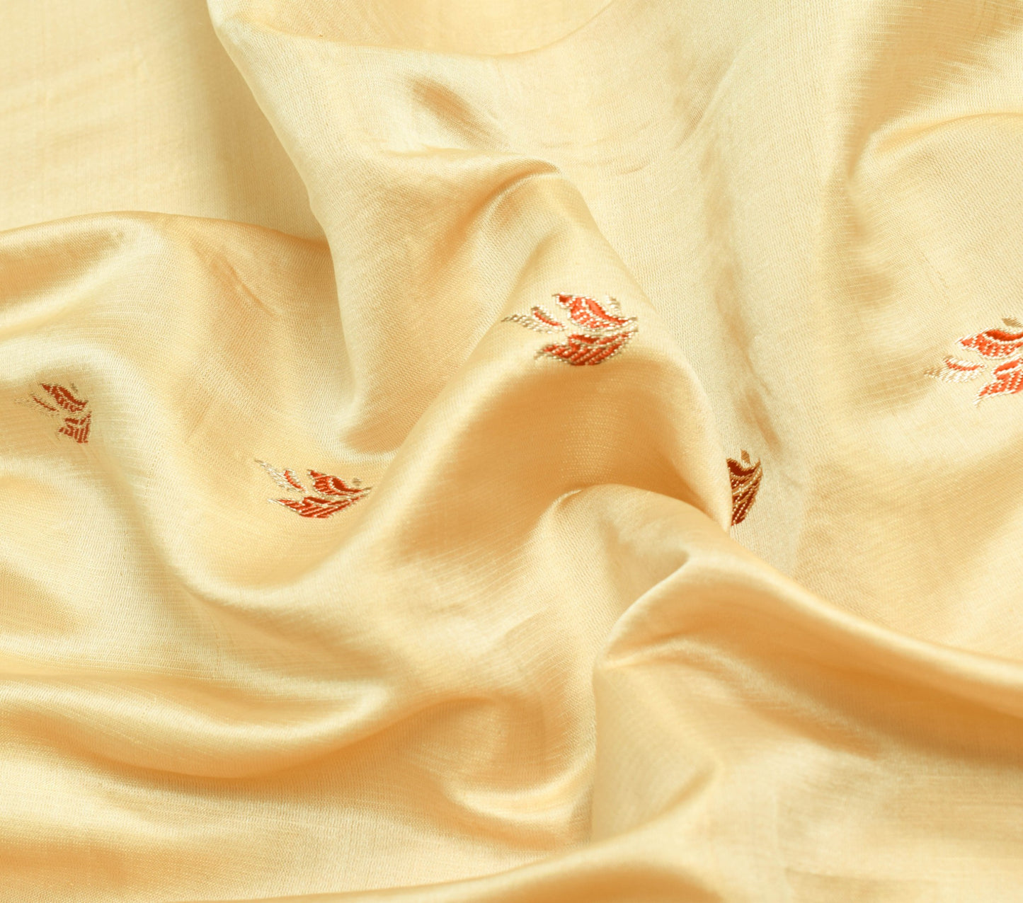 Sushila Vintage Beige Heavy Saree Pure Satin Silk Banarasi Brocade Sari Fabric