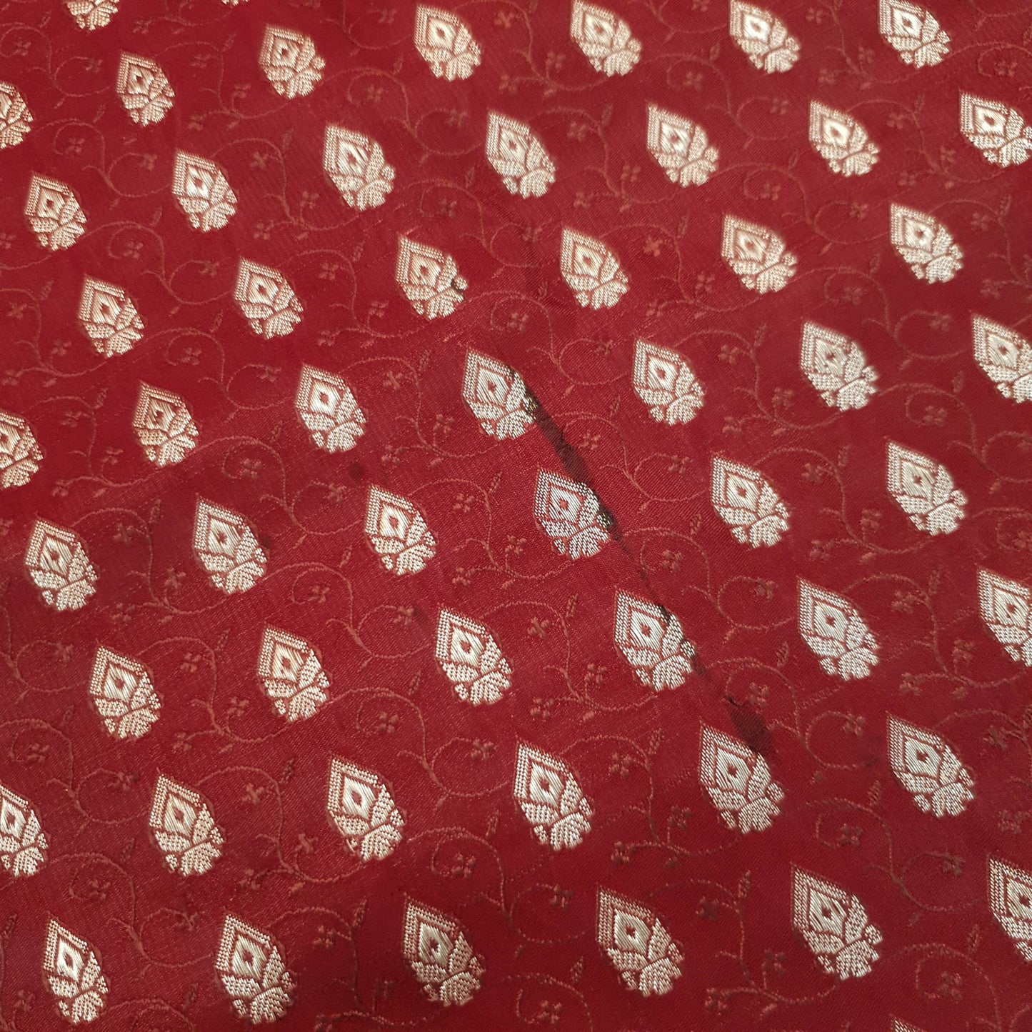 Sushila Vintage Heavy Maroon Saree Pure Satin Silk Banarasi Brocade Sari Fabric