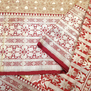 Sushila Vintage Heavy Banarasi Sari Woven Zari 100% Pure Satin Silk Beige Saree
