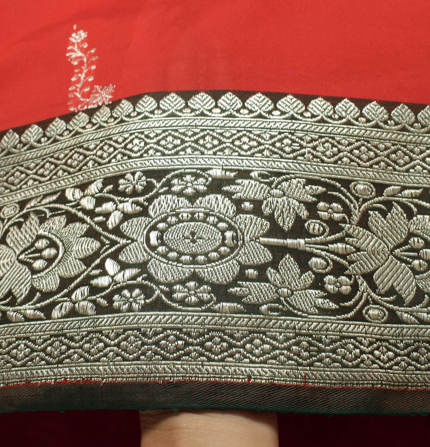 Sushila Vintage Red Wedding Saree Art Silk Banarasi Brocade Woven Sari Fabric