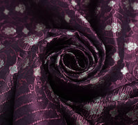 Sushila Vintage Heavy Banarasi Saree Pure Satin Silk Purple Woven Sari Fabric