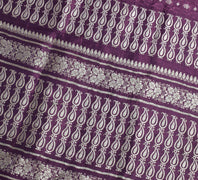 Sushila Vintage Heavy Banarasi Saree Pure Satin Silk Purple Woven Sari Fabric