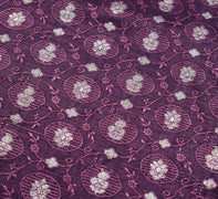 Sushila Vintage Heavy Banarasi Saree Pure Satin Silk Purple Woven Sari Fabric